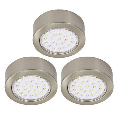 IT Kitchens Stainless steel effect Mains-powered LED Cabinet light (L)73mm (W)72mm, Pack of 3