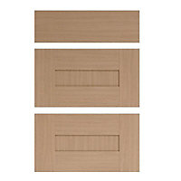 IT Kitchens Westleigh Textured Oak Effect Shaker Drawer front (W)500mm, Set of 3