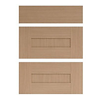 IT Kitchens Westleigh Textured Oak Effect Shaker Drawer front (W)600mm, Set of 3