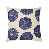 Jade Blue & white Floral Indoor Cushion (L)50cm x (W)50cm