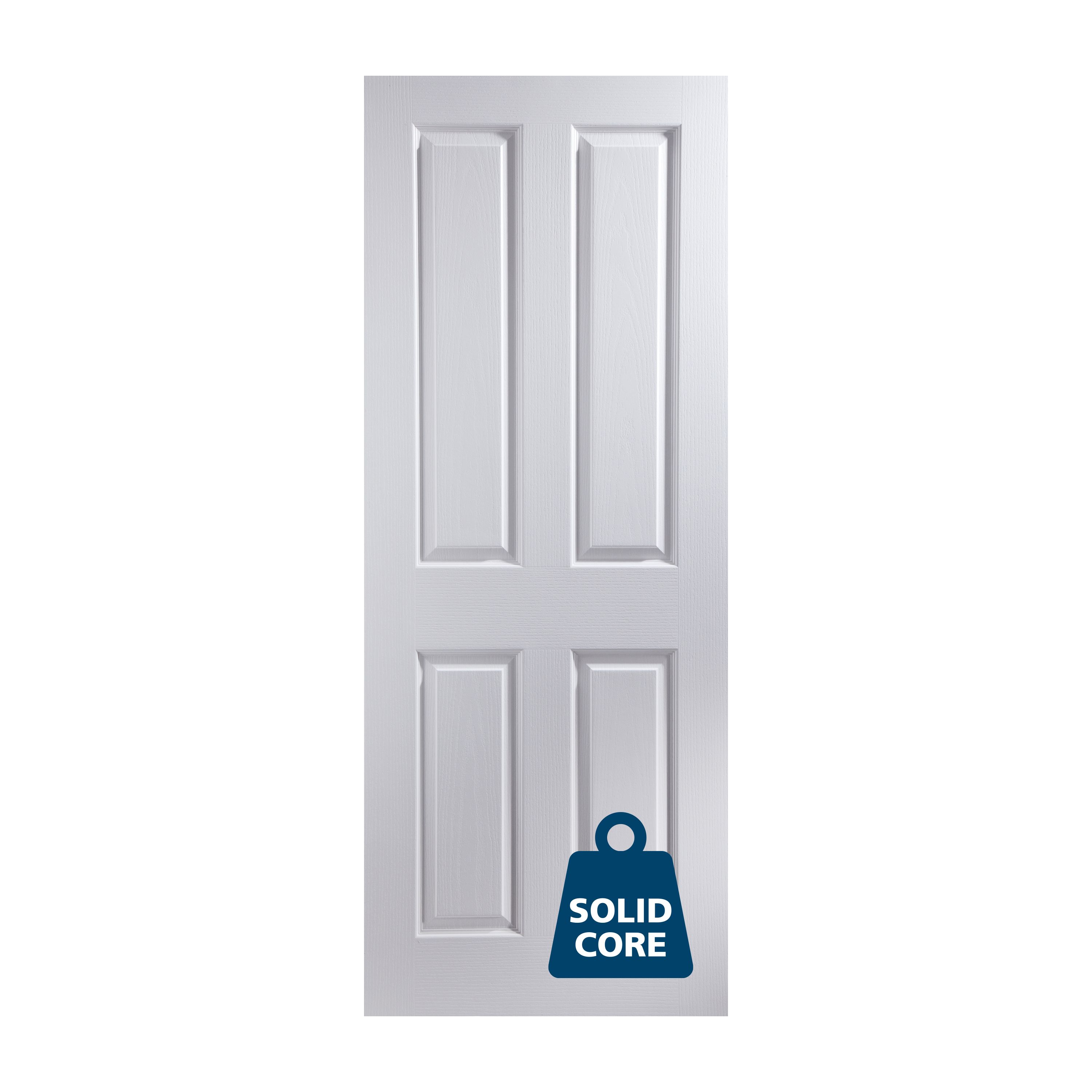 Jeld-Wen 4 panel Solid core Unglazed Contemporary White Internal Door, (H)1981mm (W)762mm (T)35mm