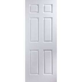 Jeld-Wen 6 panel Solid core Unglazed White Woodgrain effect Internal Door, (H)1981mm (W)610mm (T)35mm