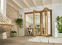 Jeld-Wen Clear Glazed Golden Oak External 3 Kinsley Folding Patio door, (H)2094mm (W)1794mm