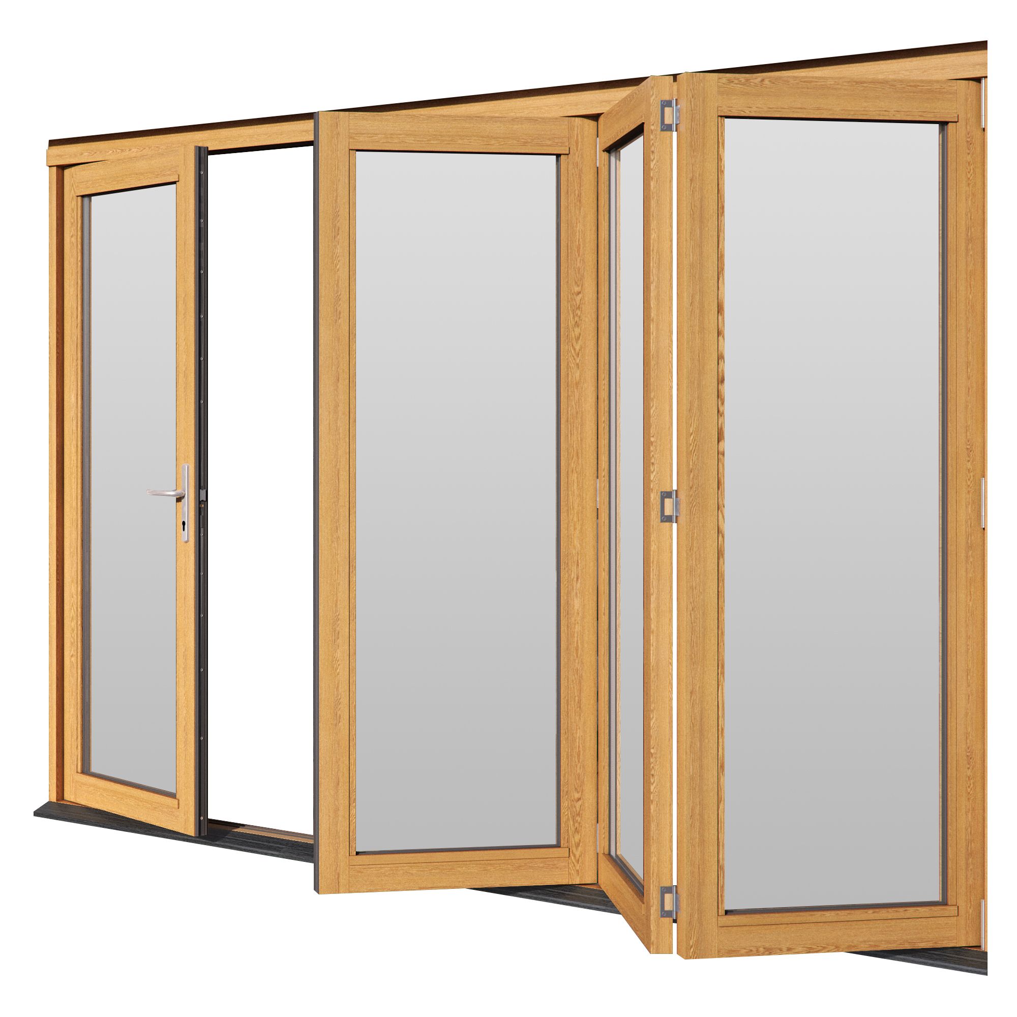 Jeld-Wen Clear Glazed Golden Oak External 4 Kinsley Folding Patio door, (H)2094mm (W)2994mm