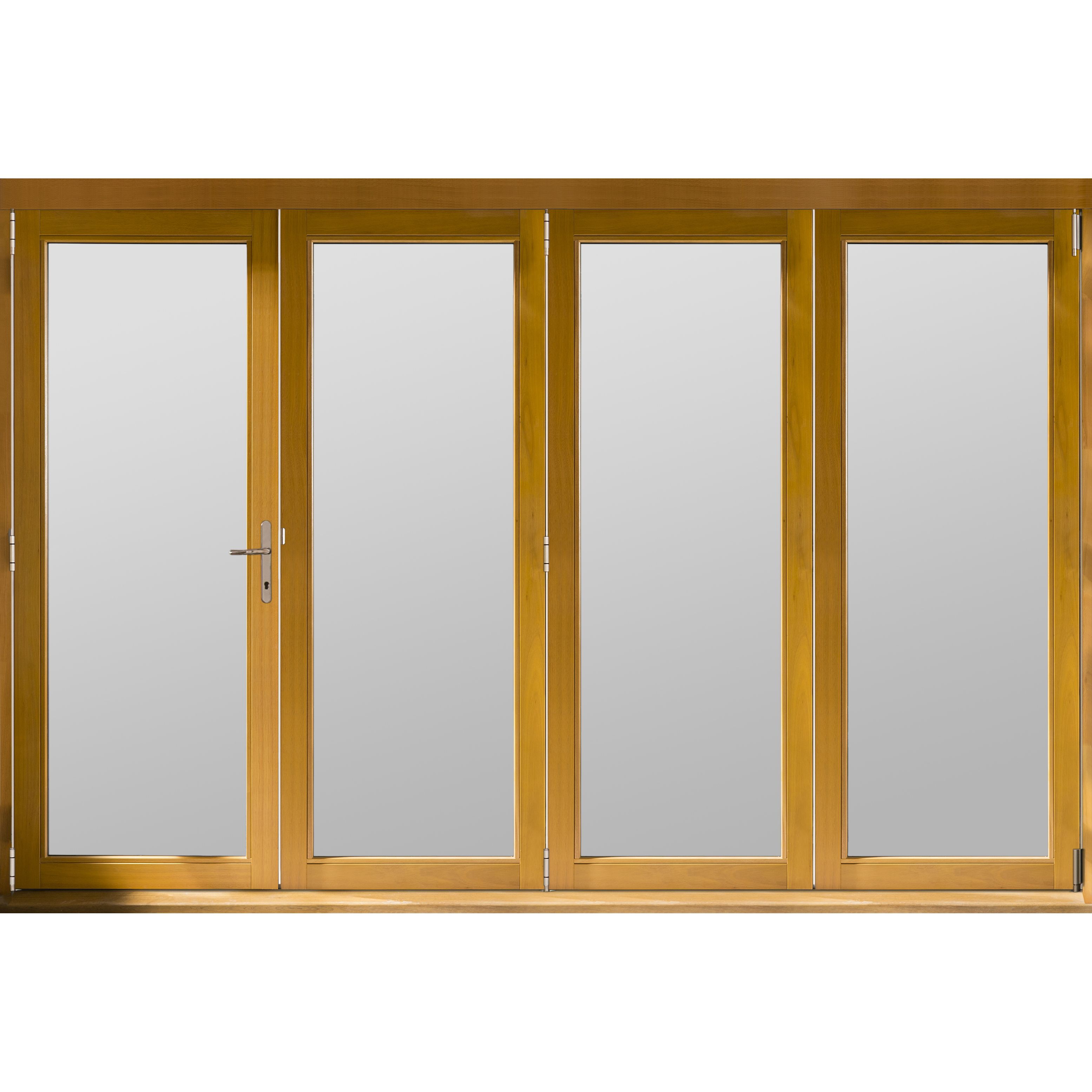 Jeld-Wen Clear Glazed Golden Oak External 4 Kinsley Folding Patio door, (H)2094mm (W)2994mm