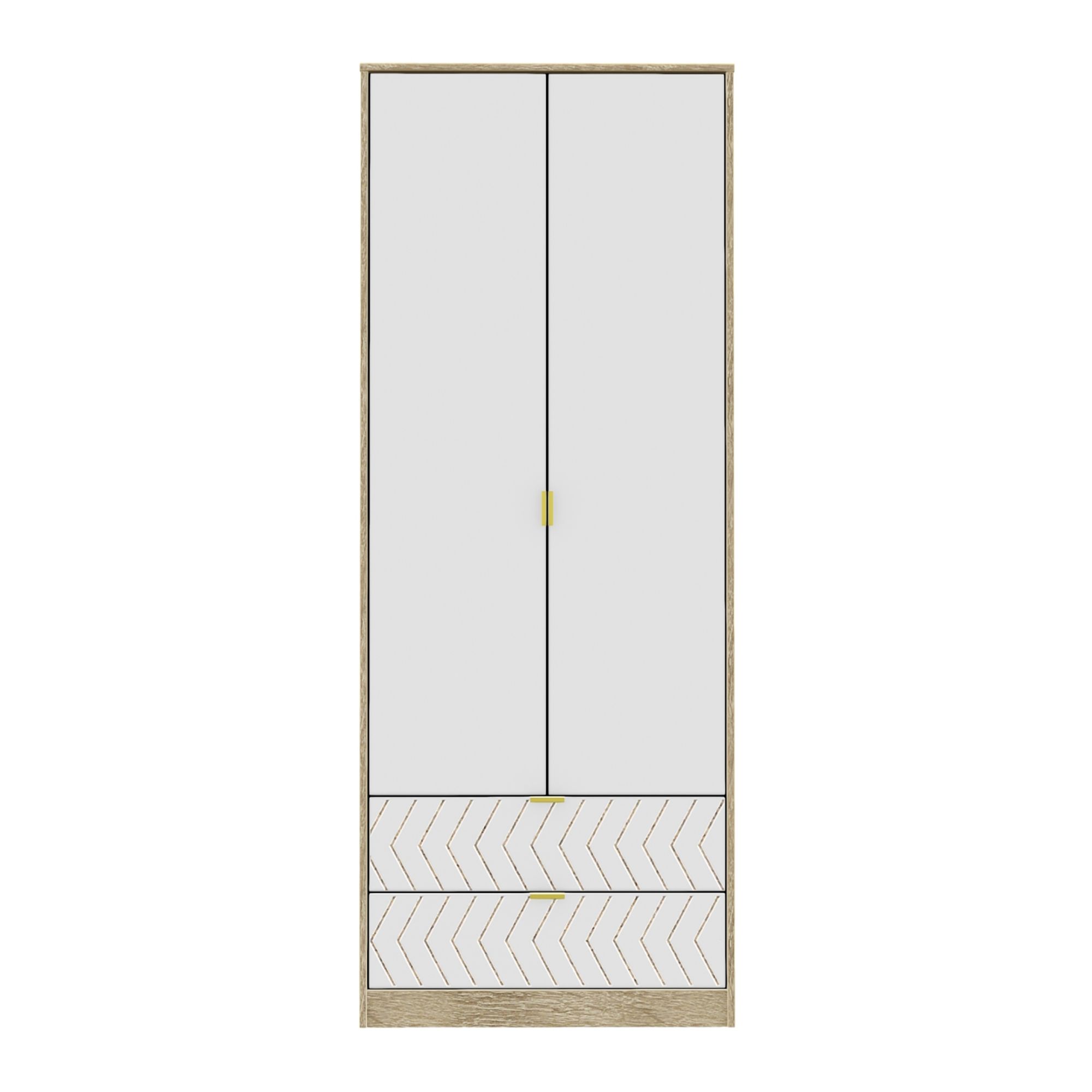 Jigsaw Contemporary White & oak 2 Drawer Double Wardrobe (H)1970mm (W)740mm (D)530mm