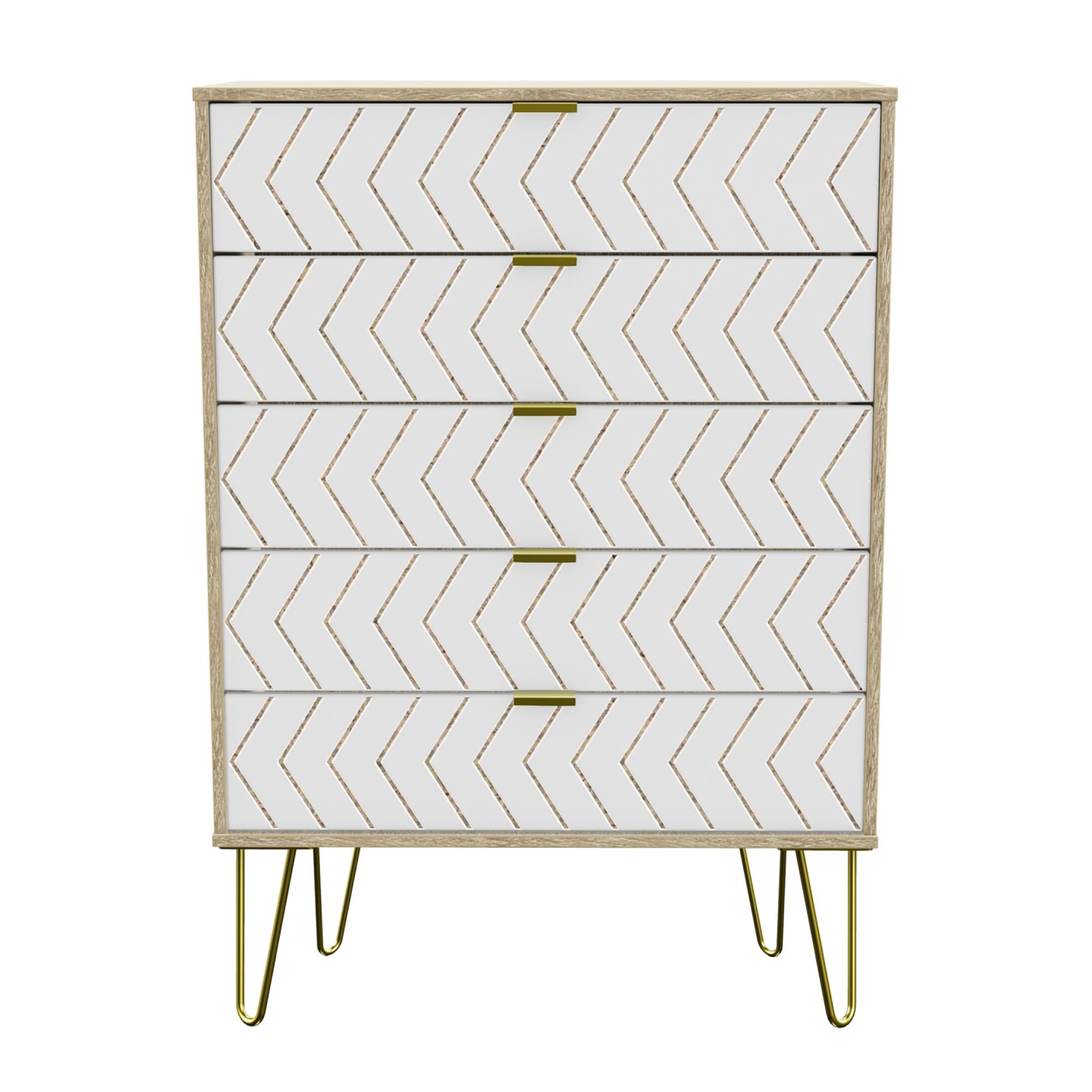 Jigsaw White 5 Drawer Chest of drawers (H)1075mm (W)765mm (D)415mm