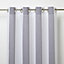 Jima Grey & white Herringbone stripe Unlined Eyelet Voile curtain (W)140cm (L)260cm, Single