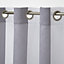 Jima Grey & white Herringbone stripe Unlined Eyelet Voile curtain (W)140cm (L)260cm, Single