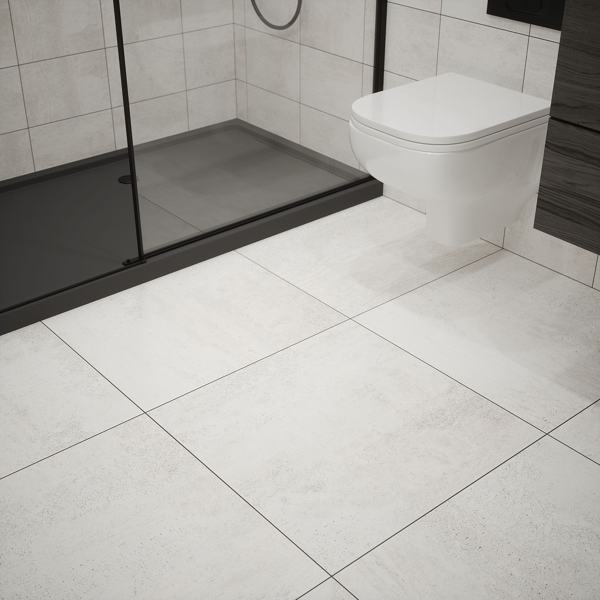 Johnson Tiles Ashlar Weathered White Matt Stone effect Textured Porcelain Indoor Wall & floor Tile Sample