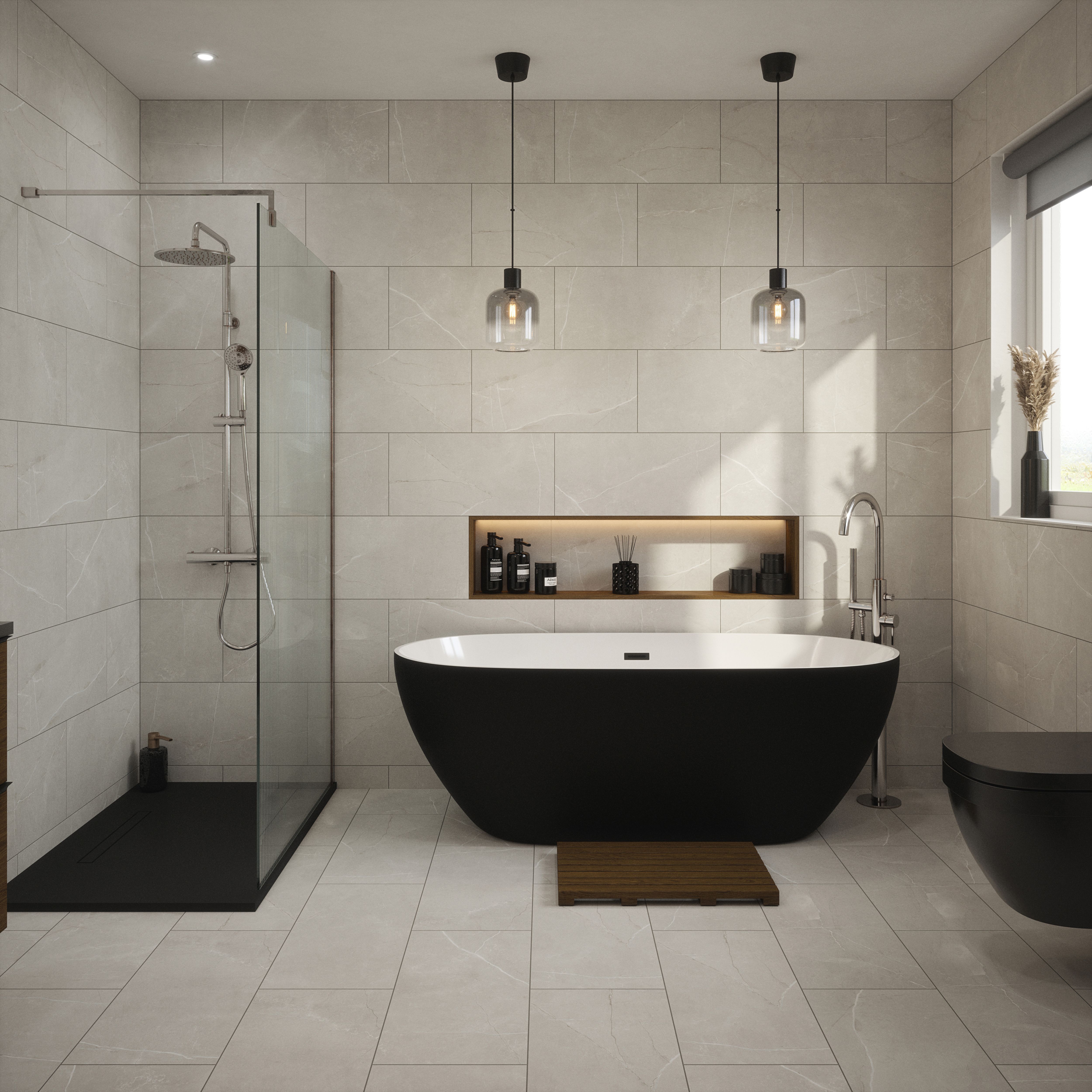 Johnson Tiles Auckland Steel Grey Matt Stone effect Ceramic Indoor Wall & floor Tile, Pack of 5, (L)600mm (W)300mm