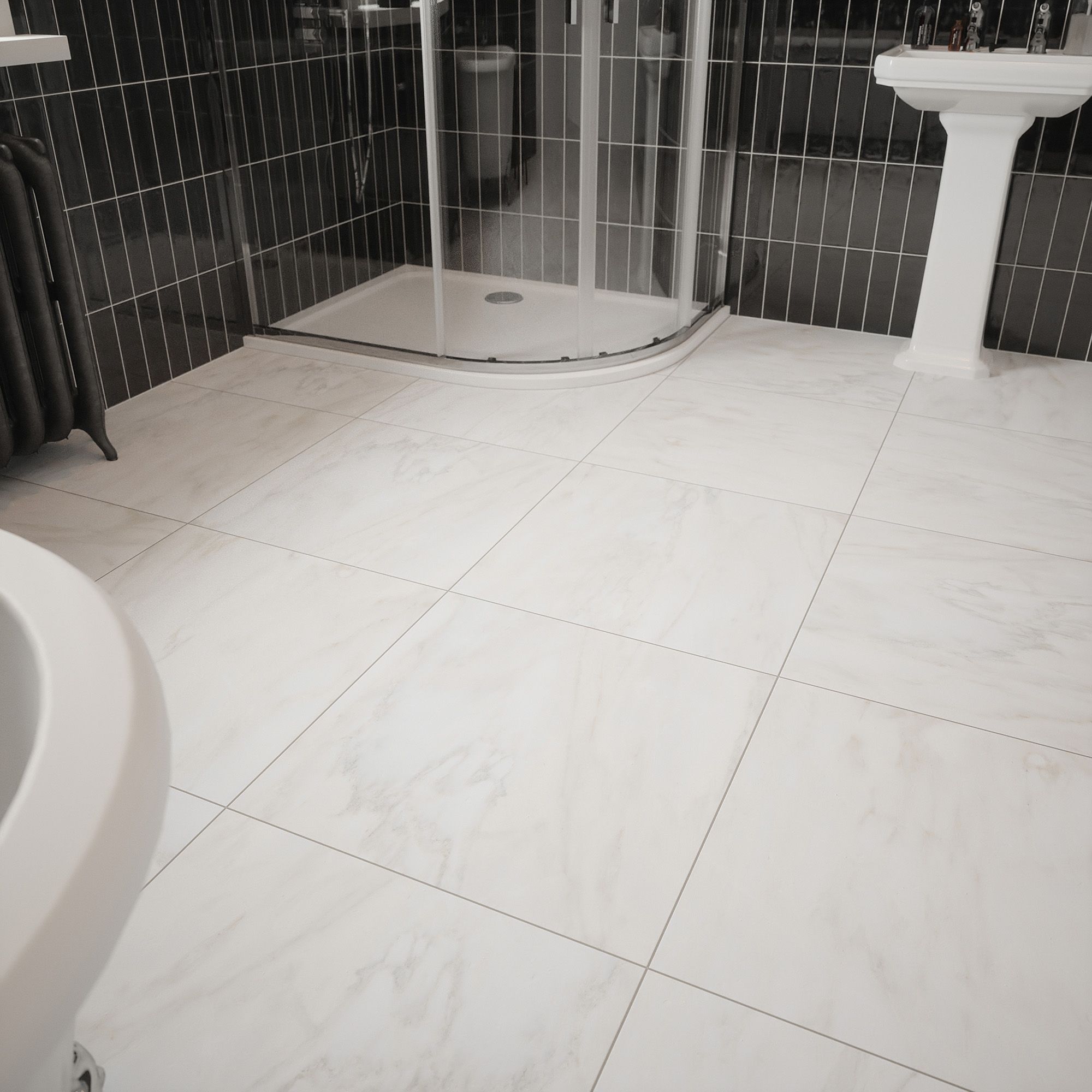 Johnson Tiles Bianco Taupe Matt Marble effect Porcelain Indoor Wall & floor Tile Sample