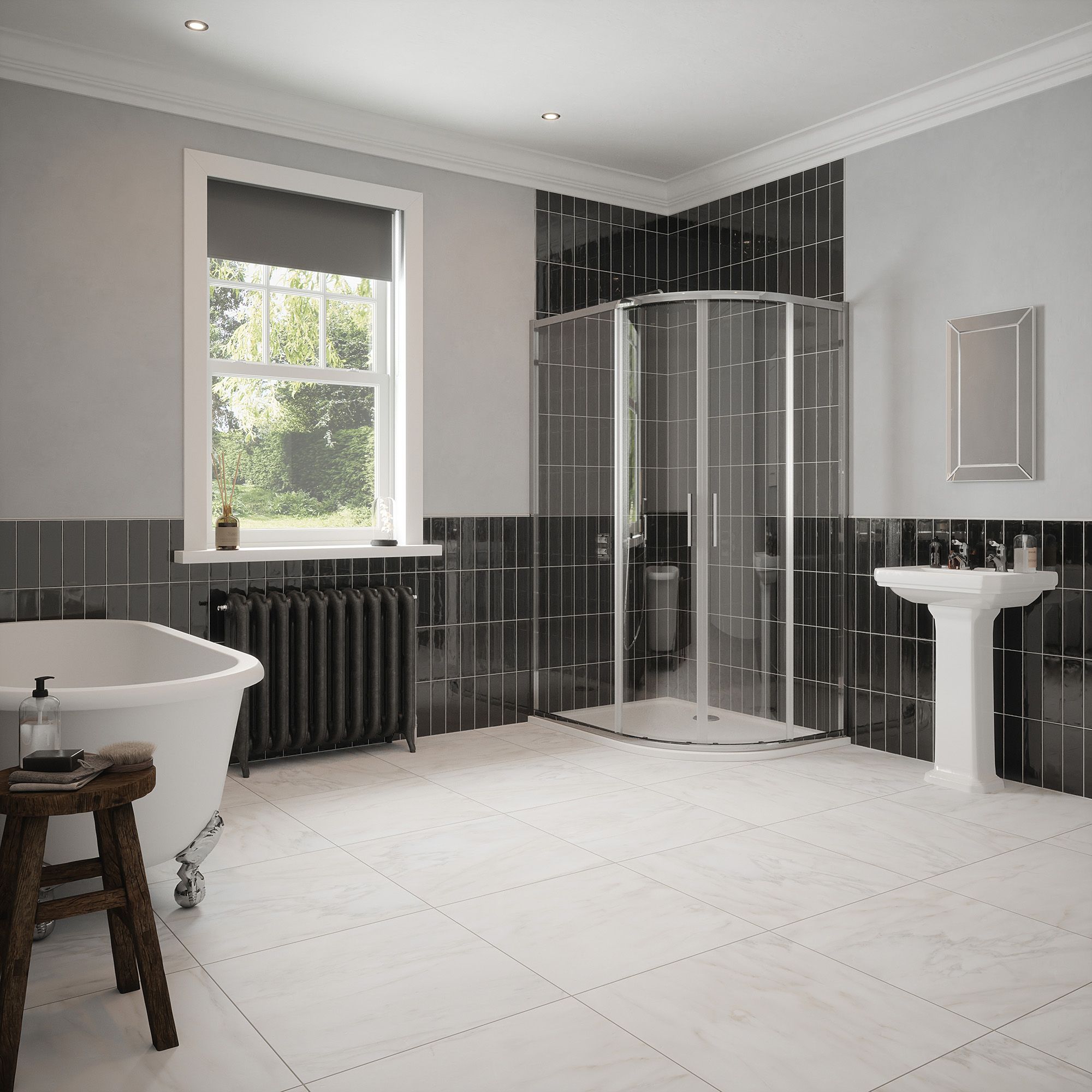 Johnson Tiles Bianco Taupe Matt Marble effect Porcelain Indoor Wall & floor Tile Sample