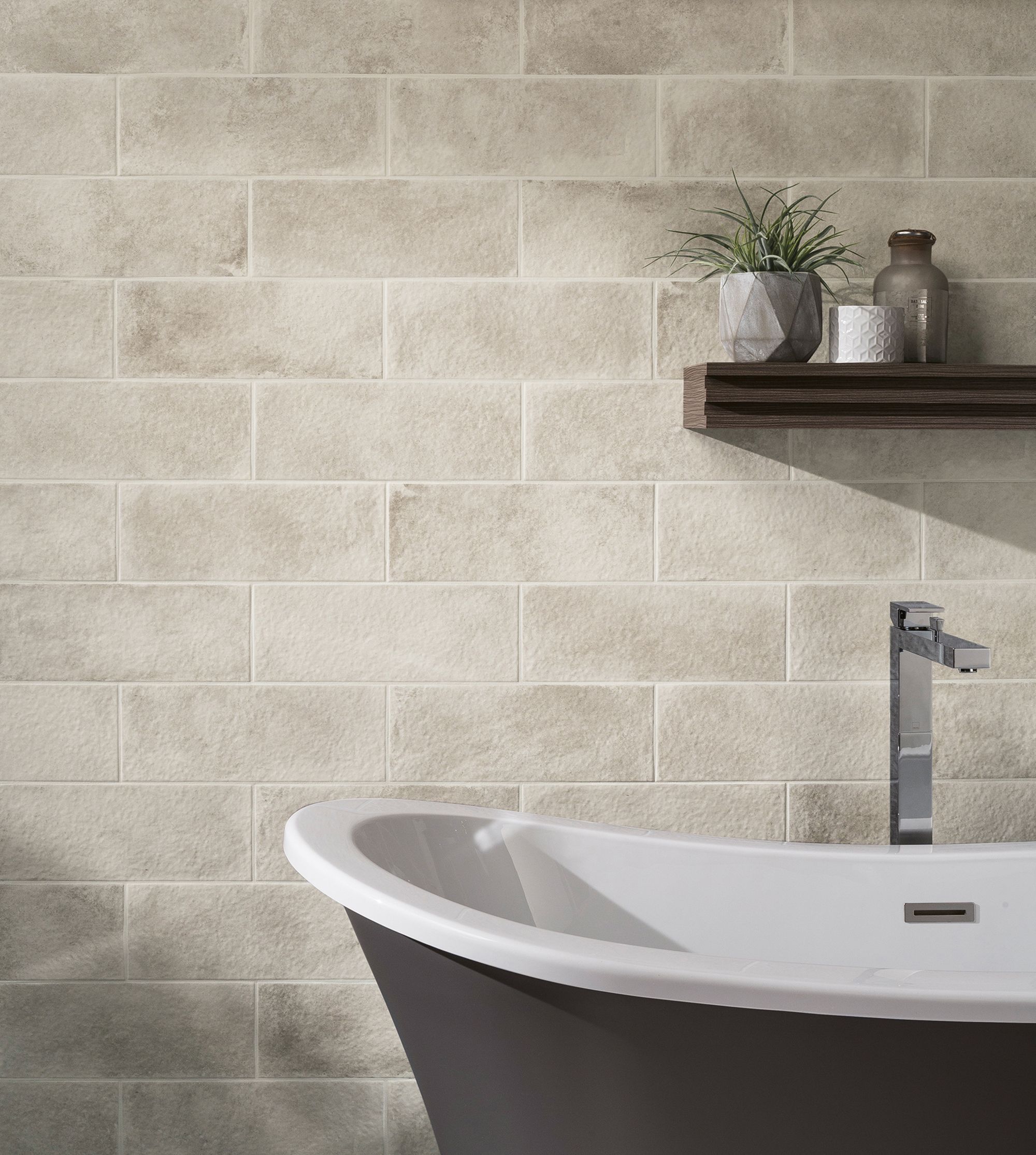 Johnson Tiles Harbour Quay Grey Matt Stone effect Embossed Ceramic Indoor Wall Tile Sample
