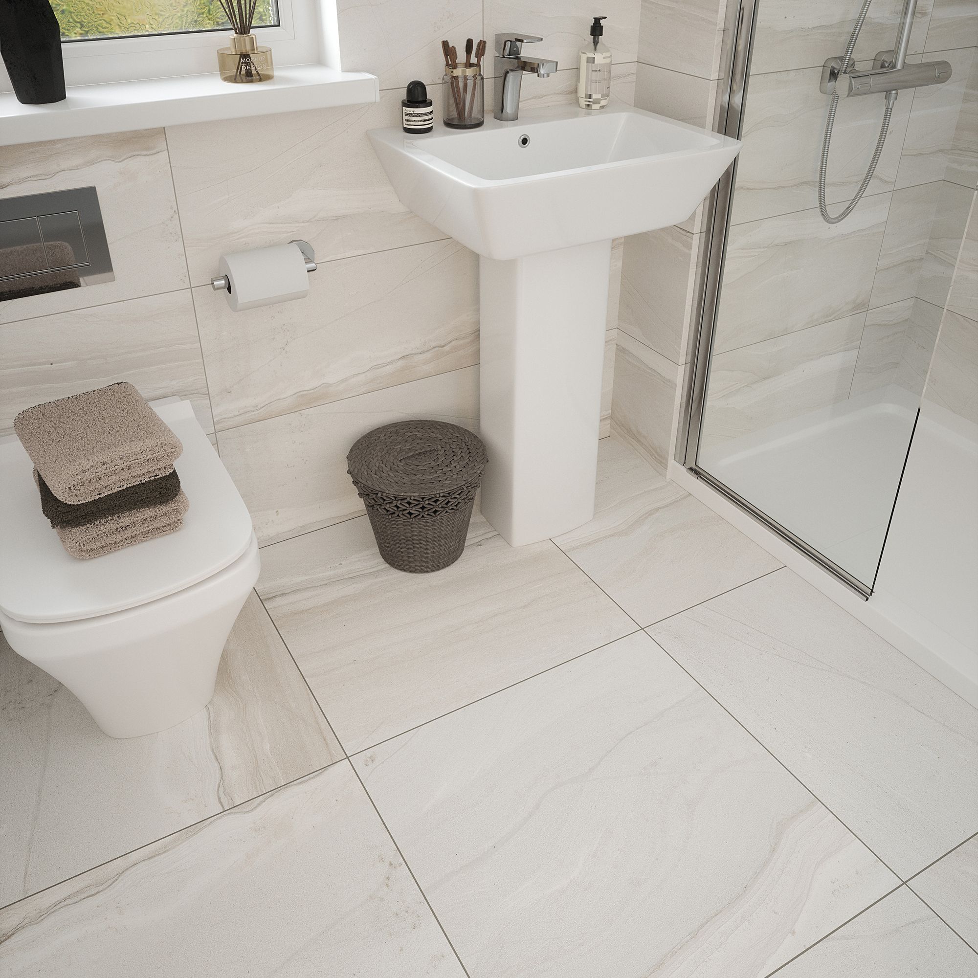 Johnson Tiles Haven Sand Matt Stone effect Textured Porcelain