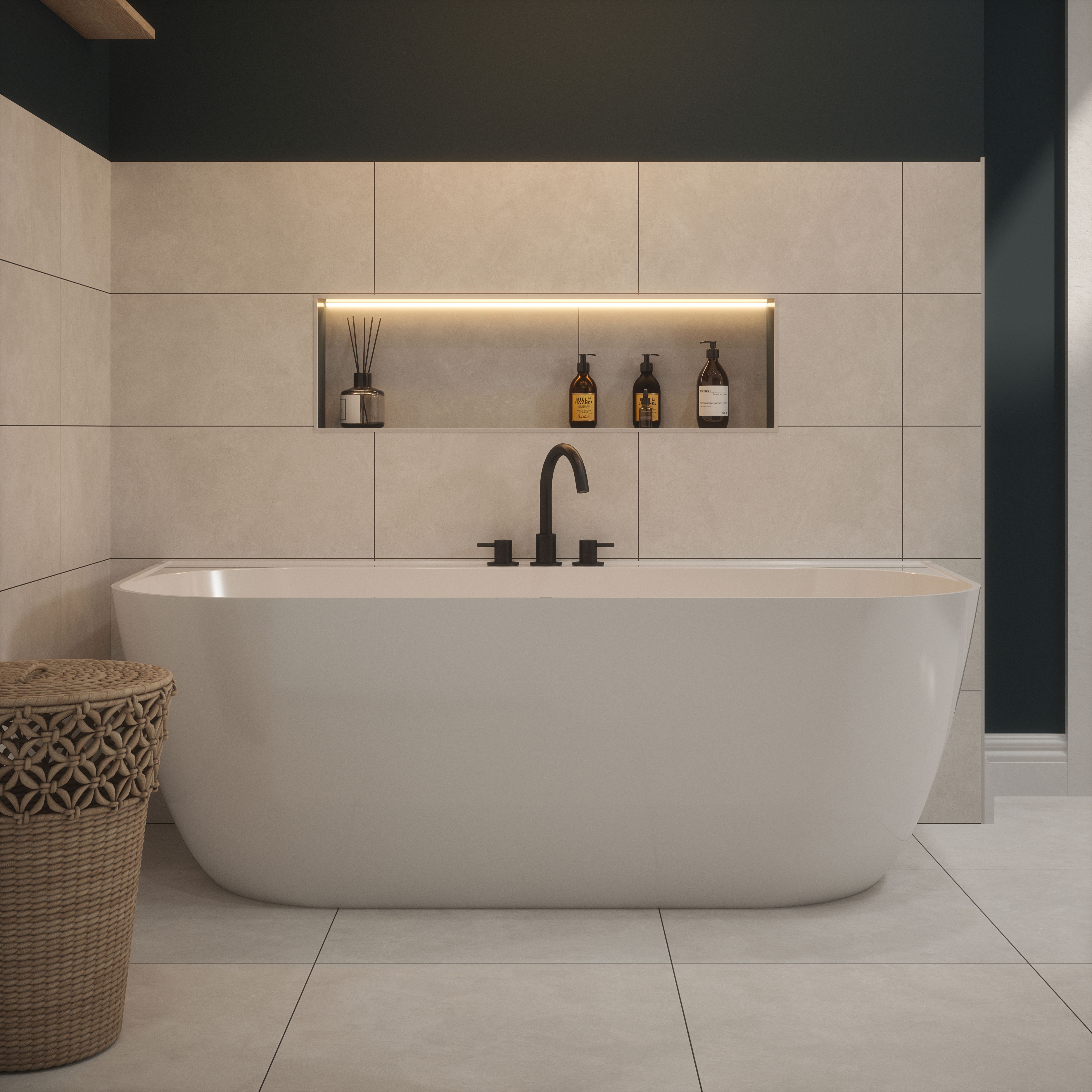 Johnson Tiles Marlow Beige Matt Cement tile effect Textured Ceramic Indoor Wall Tile Sample