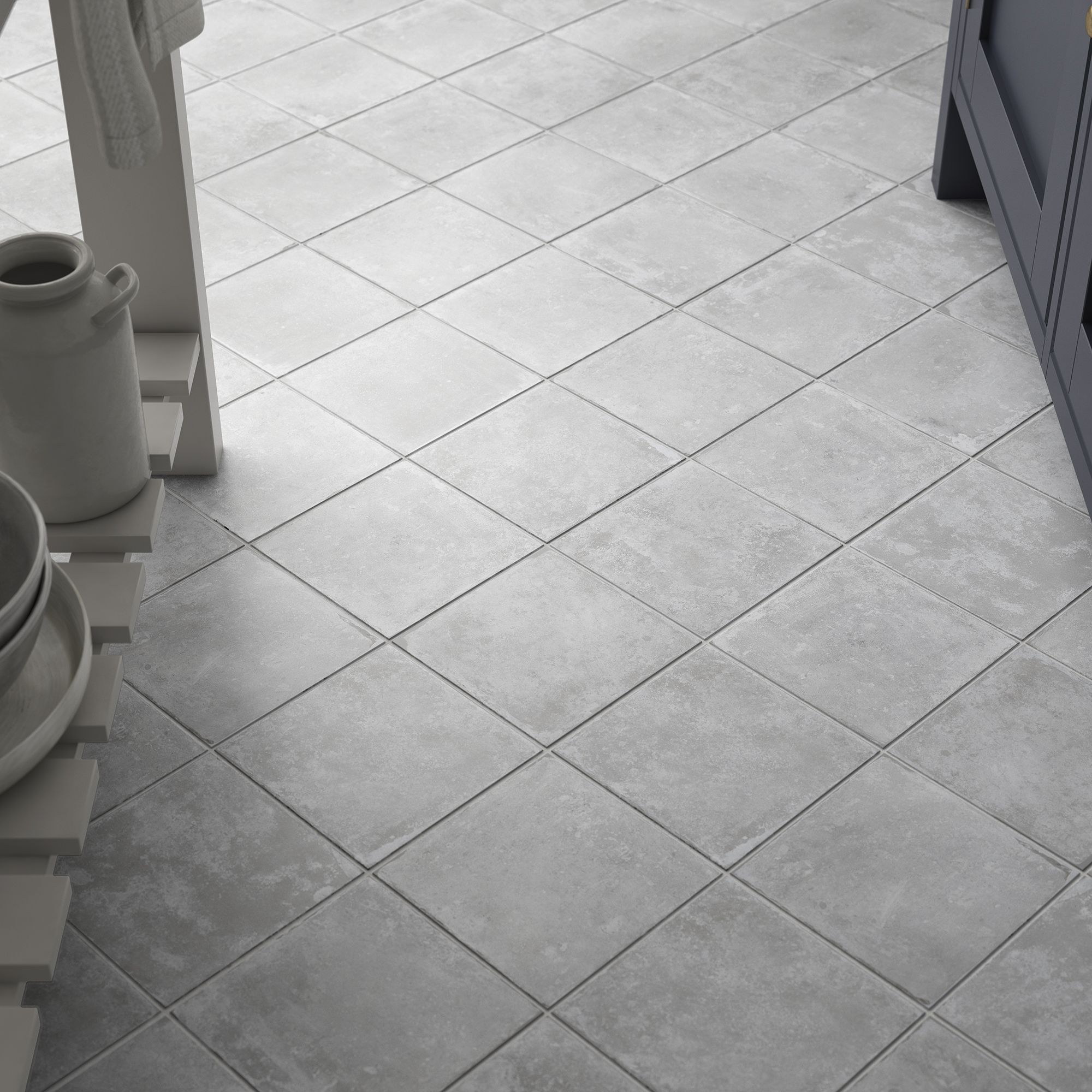 Johnson Tiles Matt Geometric Concrete effect Textured Porcelain Indoor Wall & floor Tile Sample