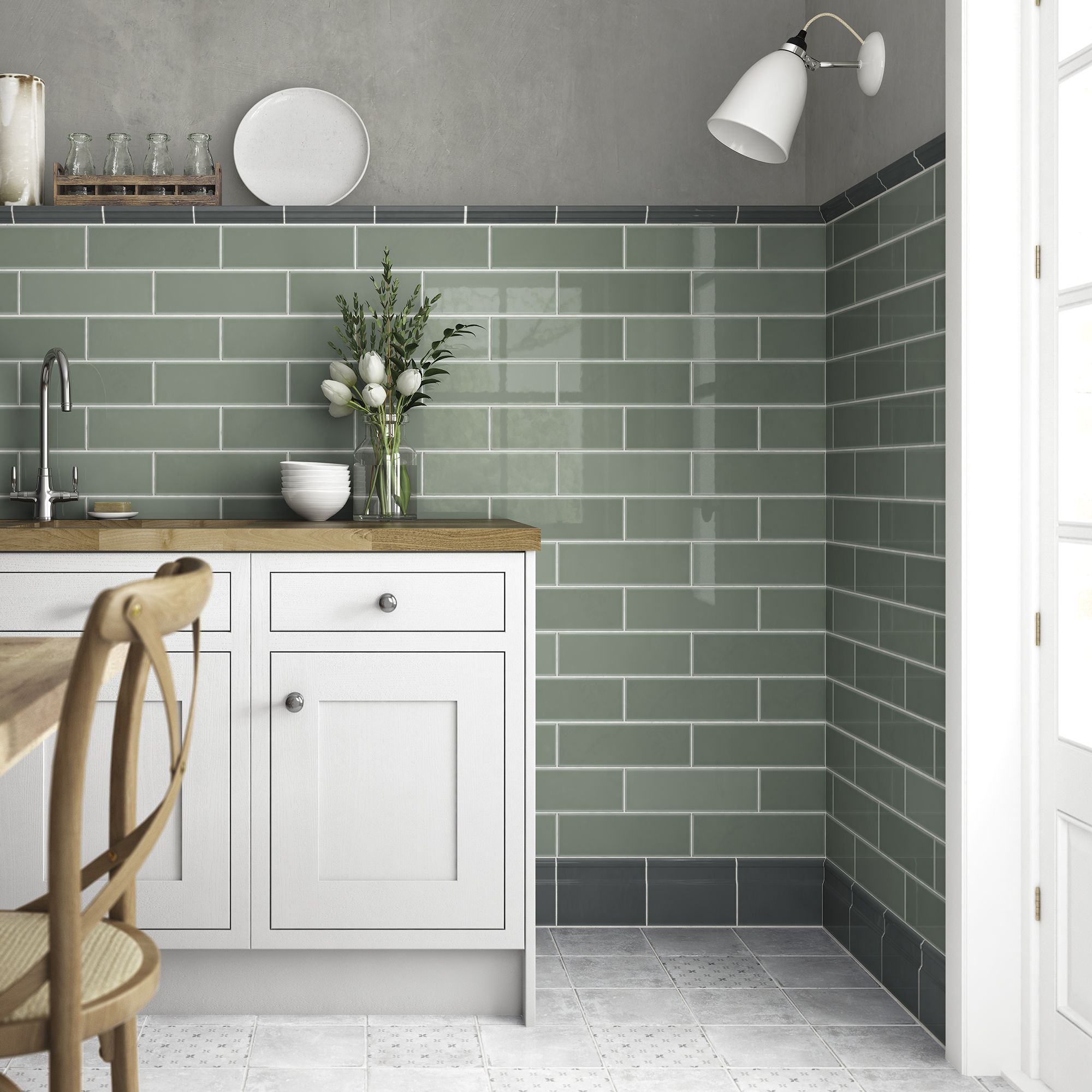 Johnson Tiles Matt Geometric Concrete effect Textured Porcelain Indoor Wall & floor Tile Sample