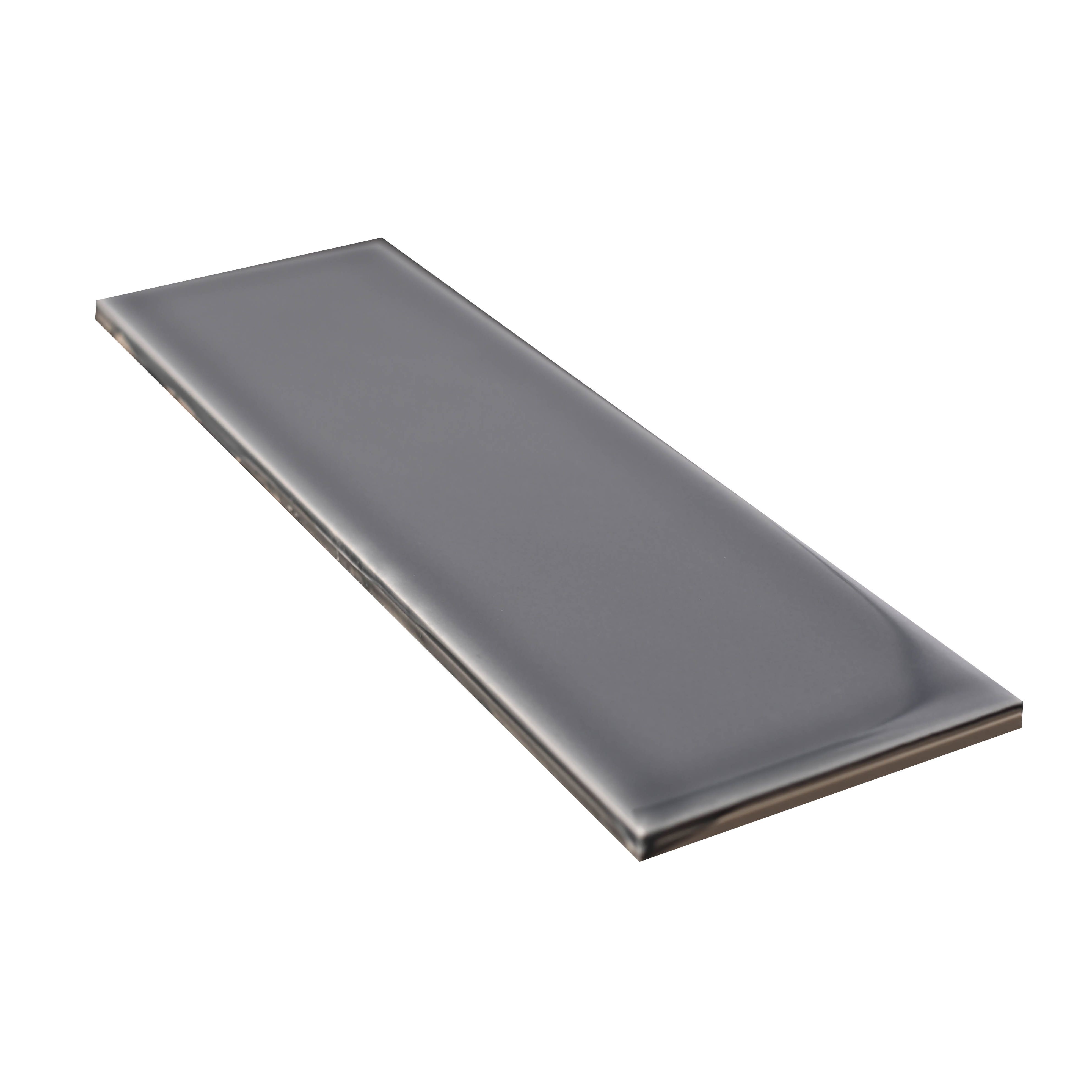 Johnson Tiles Mayfair Dark grey Gloss Plain Ceramic Indoor Wall Tile, Pack of 54, (L)245mm (W)75mm