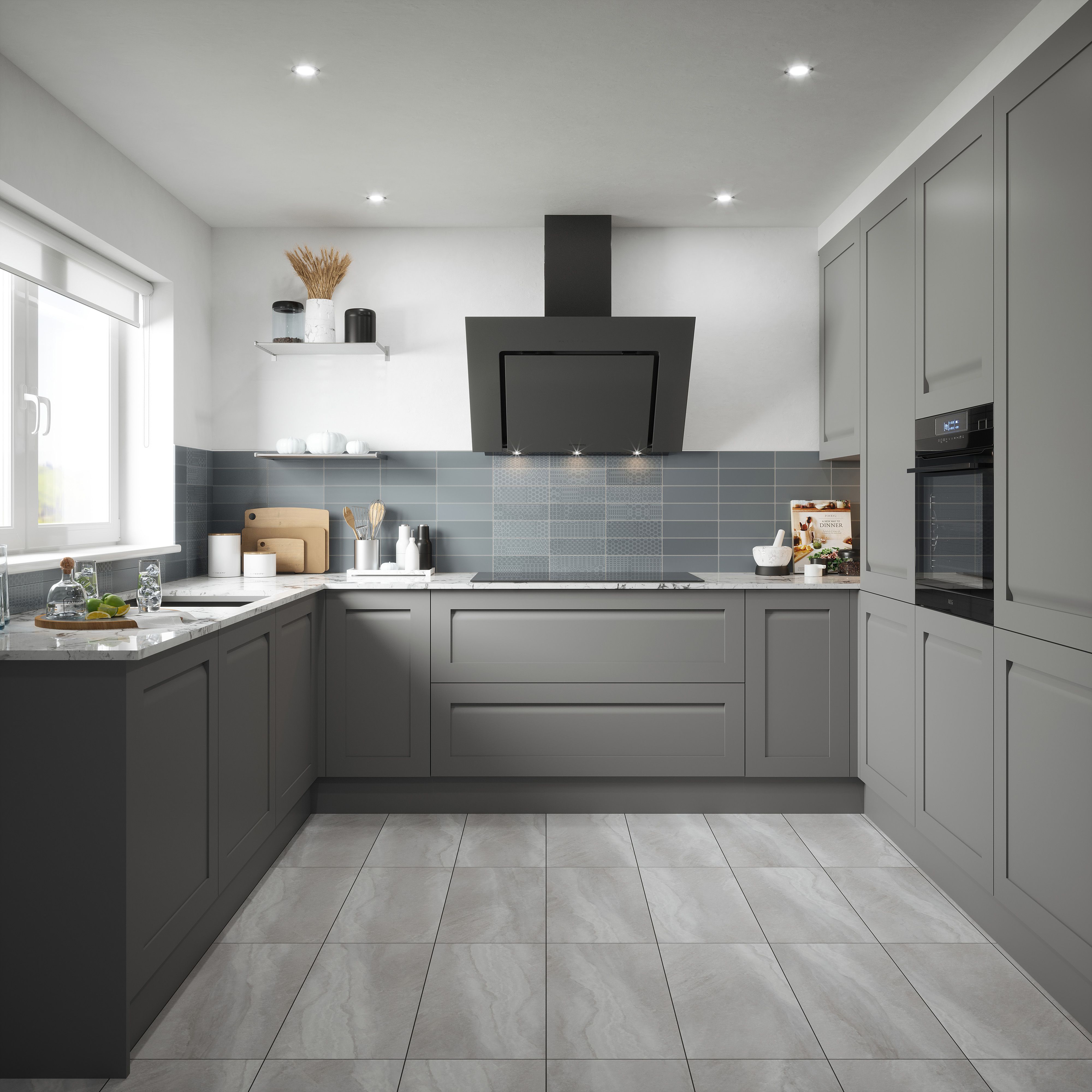Johnson Tiles Mayfair Dark grey Gloss Plain Ceramic Indoor Wall Tile, Pack of 54, (L)245mm (W)75mm