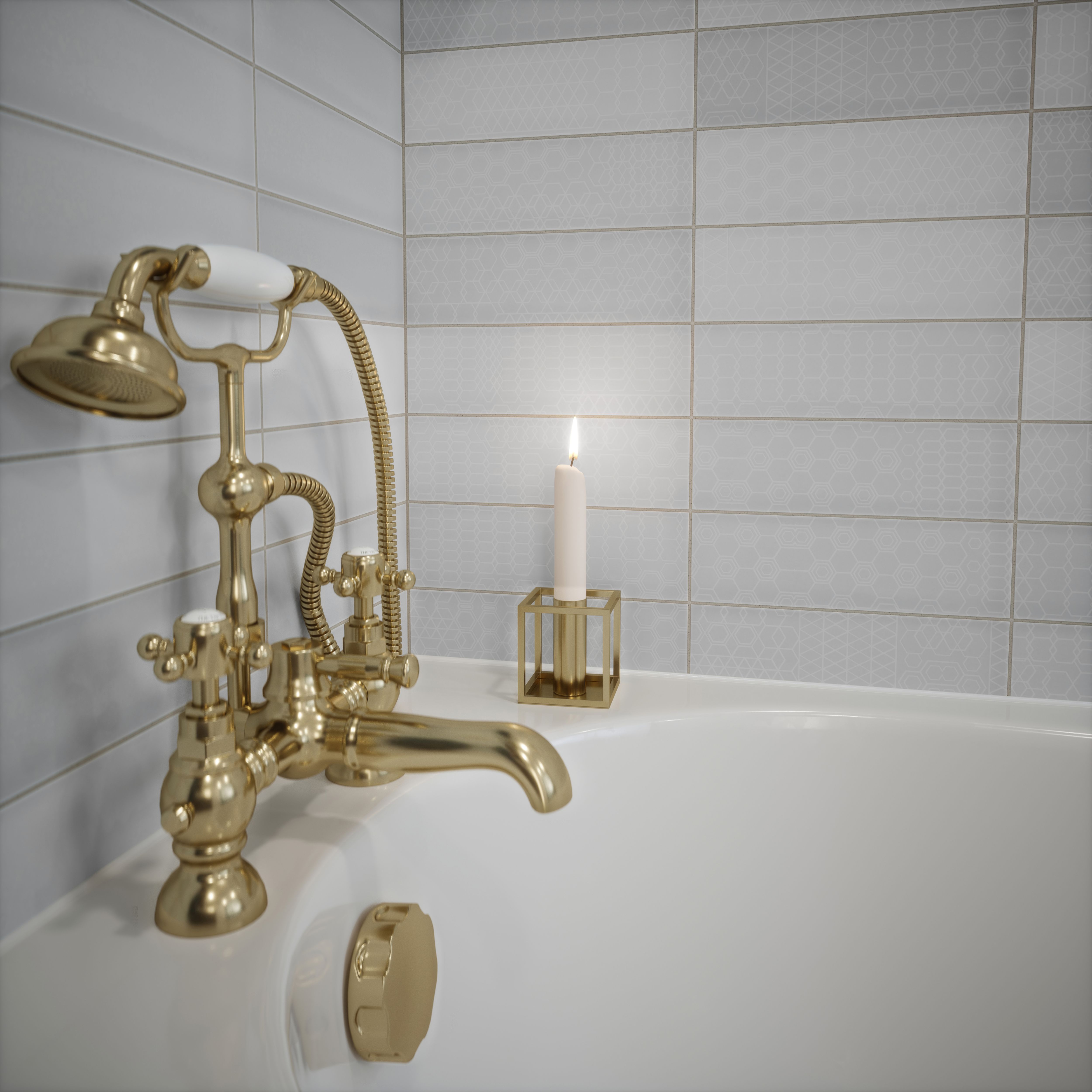 Johnson Tiles Mayfair White Gloss Ceramic Indoor Wall tile Sample