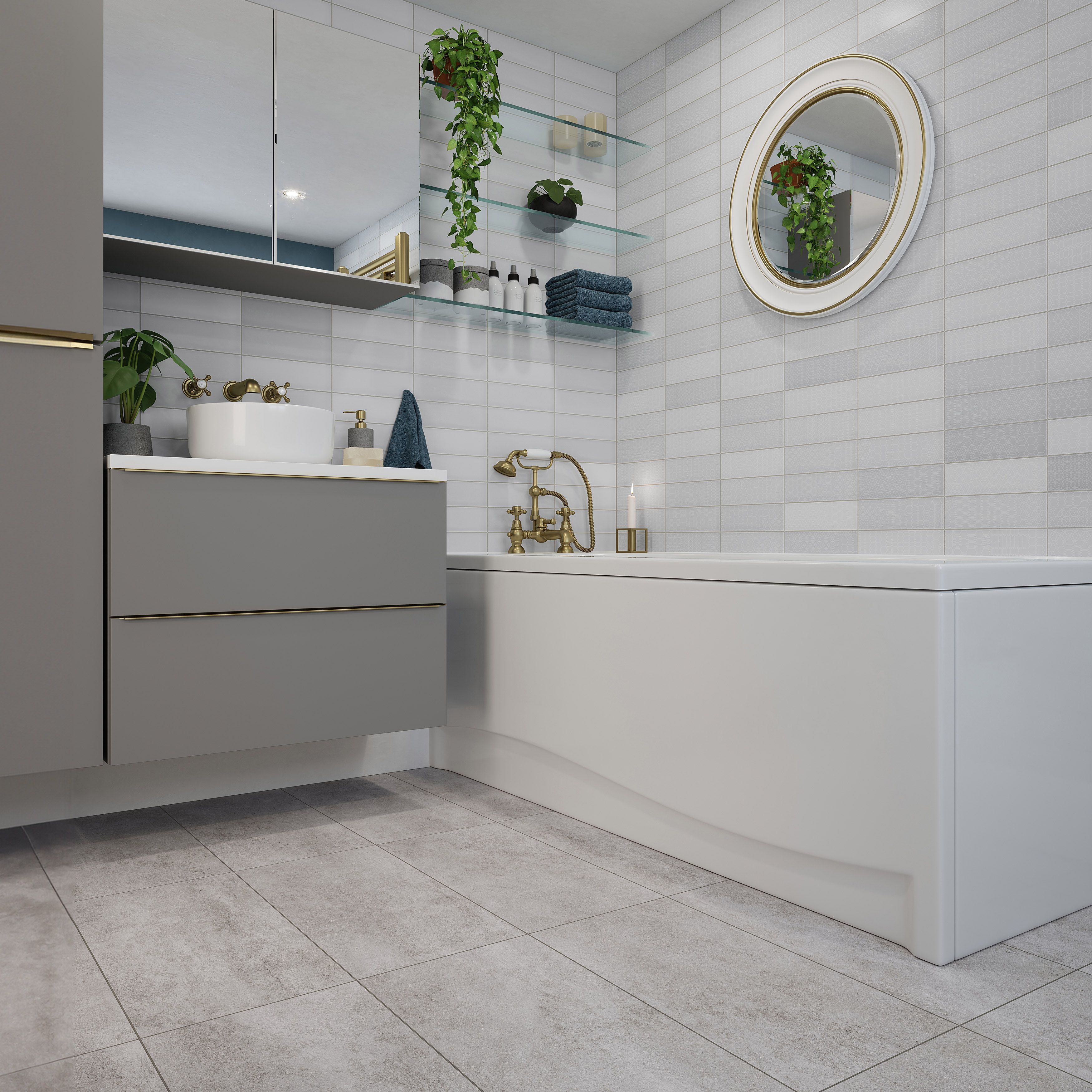 Johnson Tiles Mayfair White Gloss Ceramic Indoor Wall tile Sample