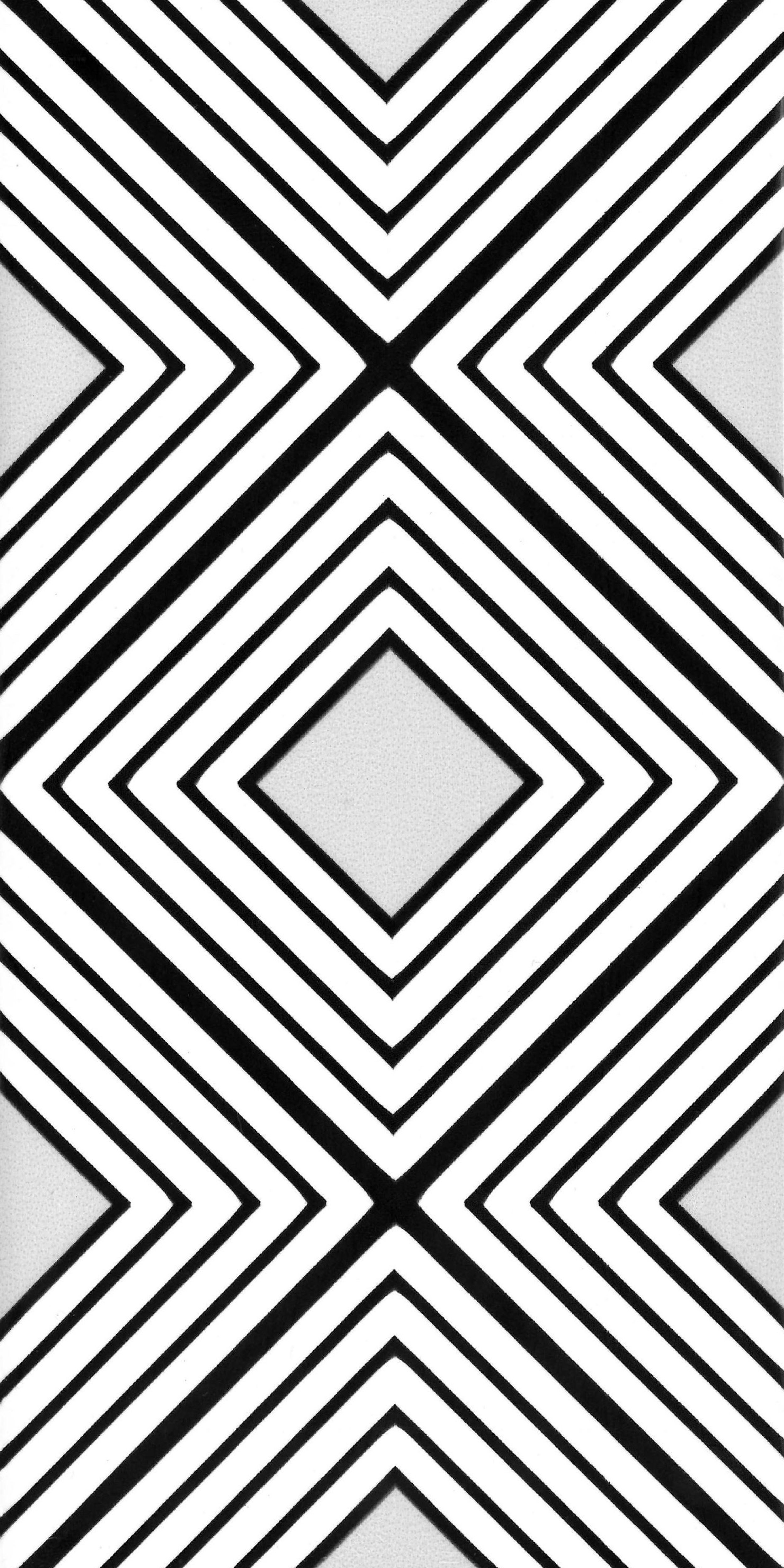 Johnson Tiles Monochrome Black & white Gloss Patterned Ceramic Wall Tile Sample