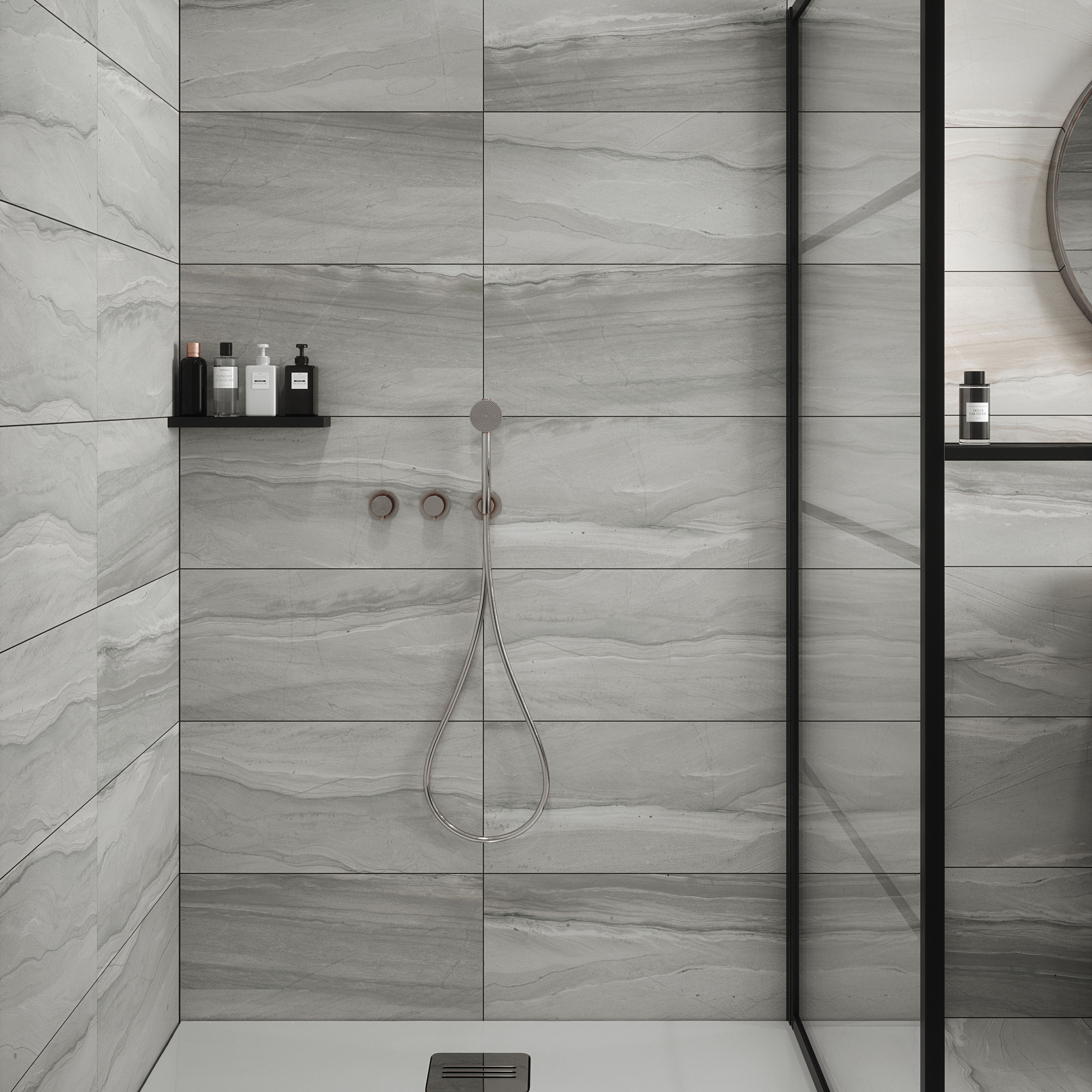 Johnson Tiles Sabana Slate Matt Stone effect Textured Ceramic Indoor Wall Tile, Pack of 6, (L)600mm (W)300mm
