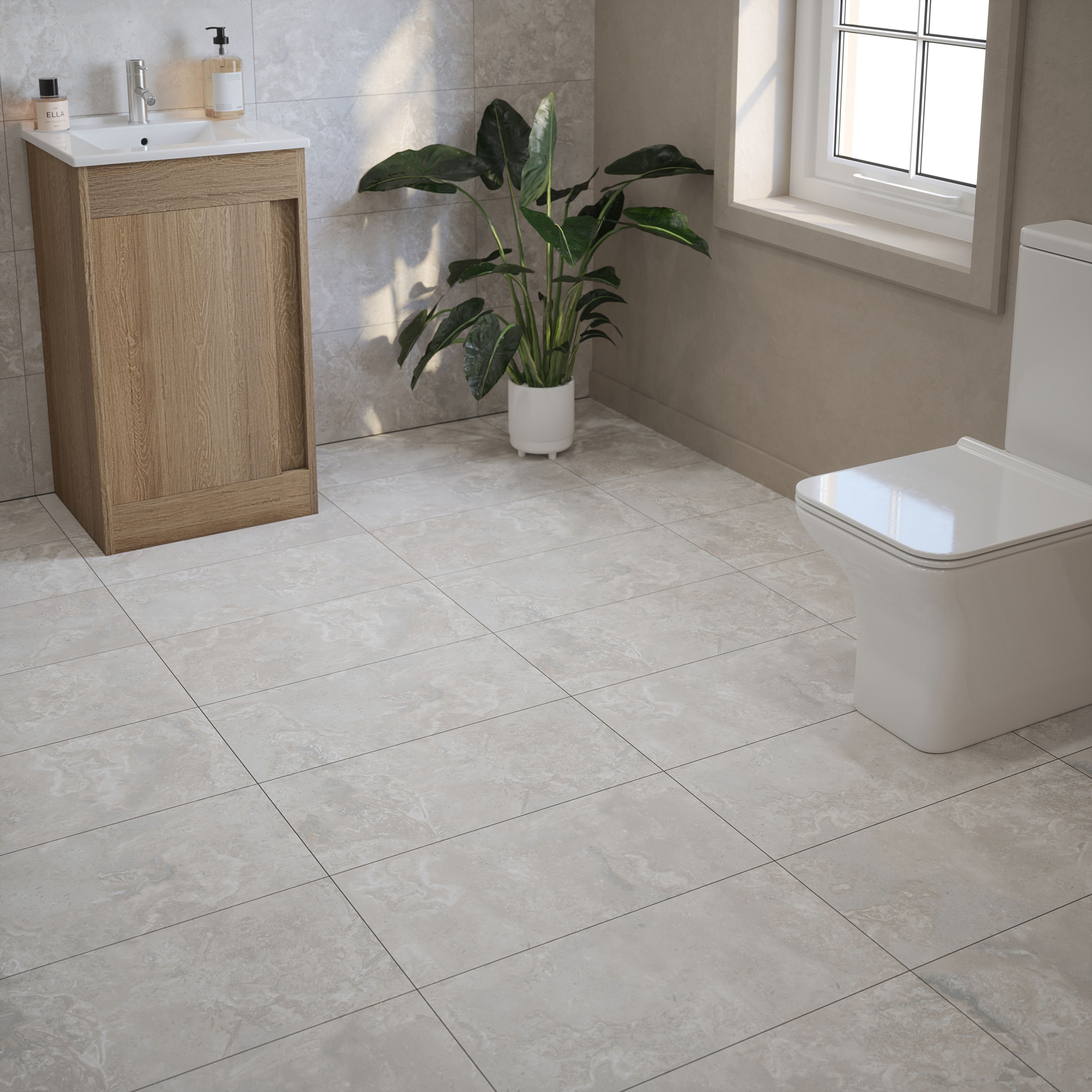 Johnson Tiles Spencer White Matt Natural Stone effect Ceramic Wall & floor Tile Sample