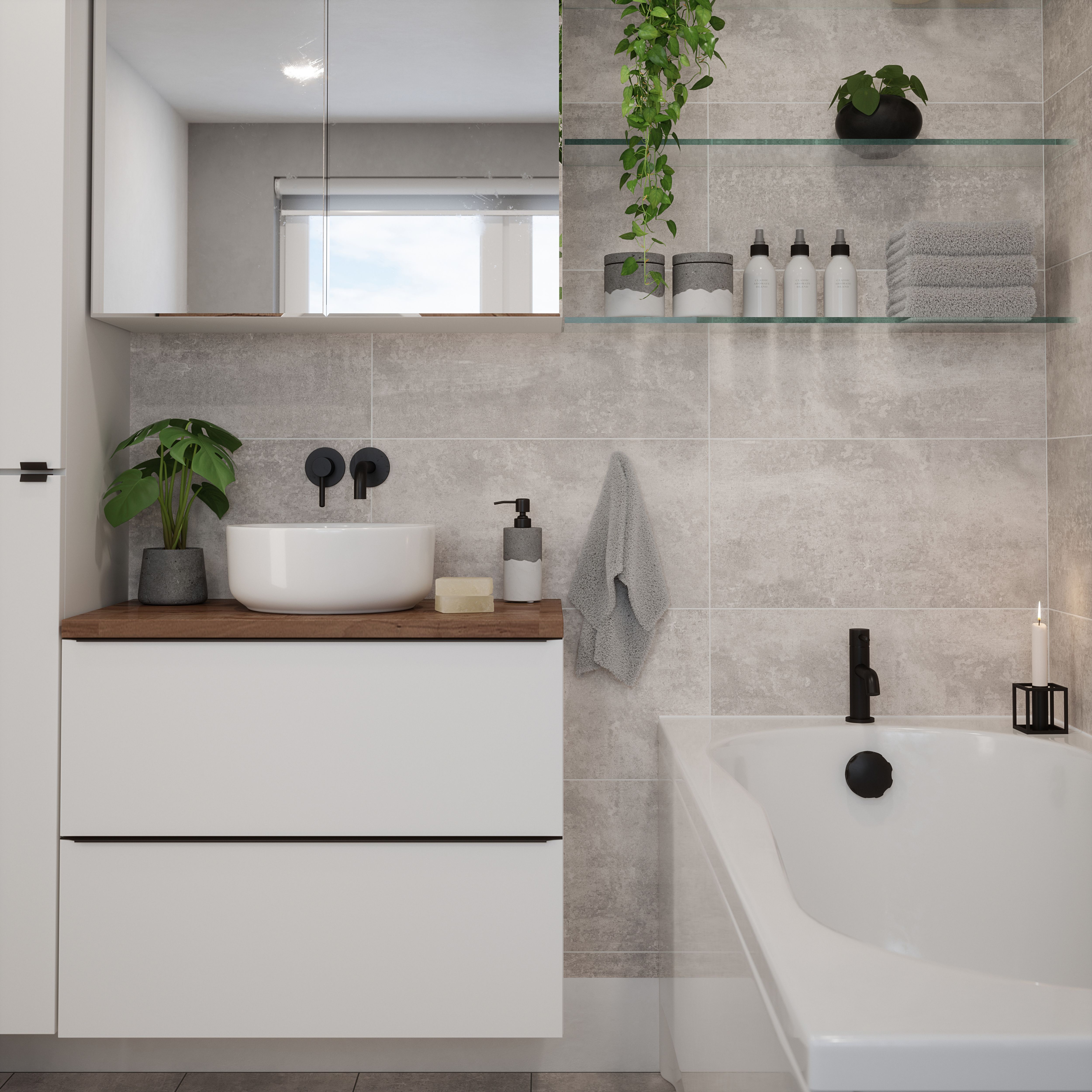 Johnson Tiles Urban concrete Grey Matt Stone effect Ceramic Indoor Wall & floor Tile Sample