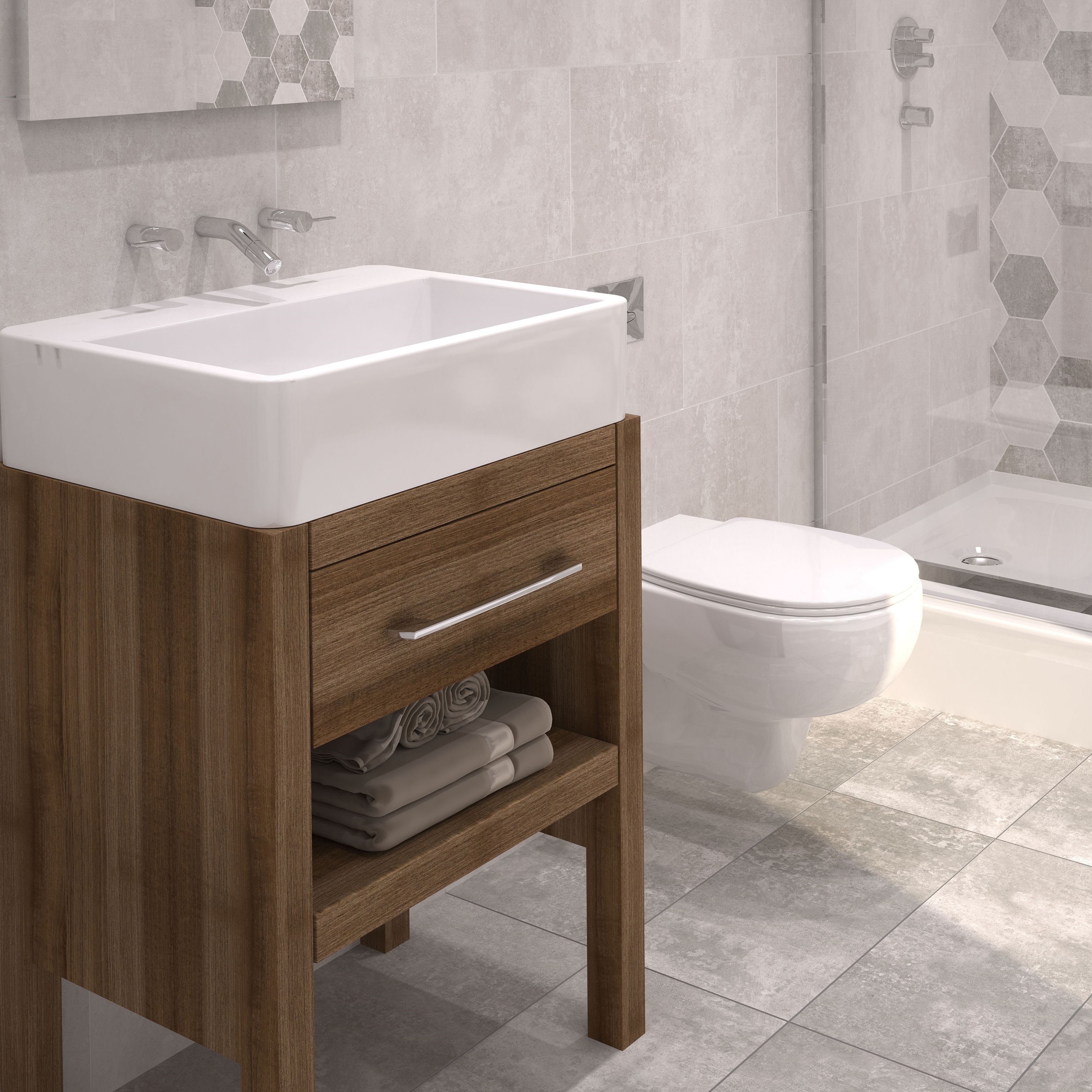 Johnson Tiles Urban concrete Grey Matt Stone effect Ceramic Indoor Wall & floor Tile Sample