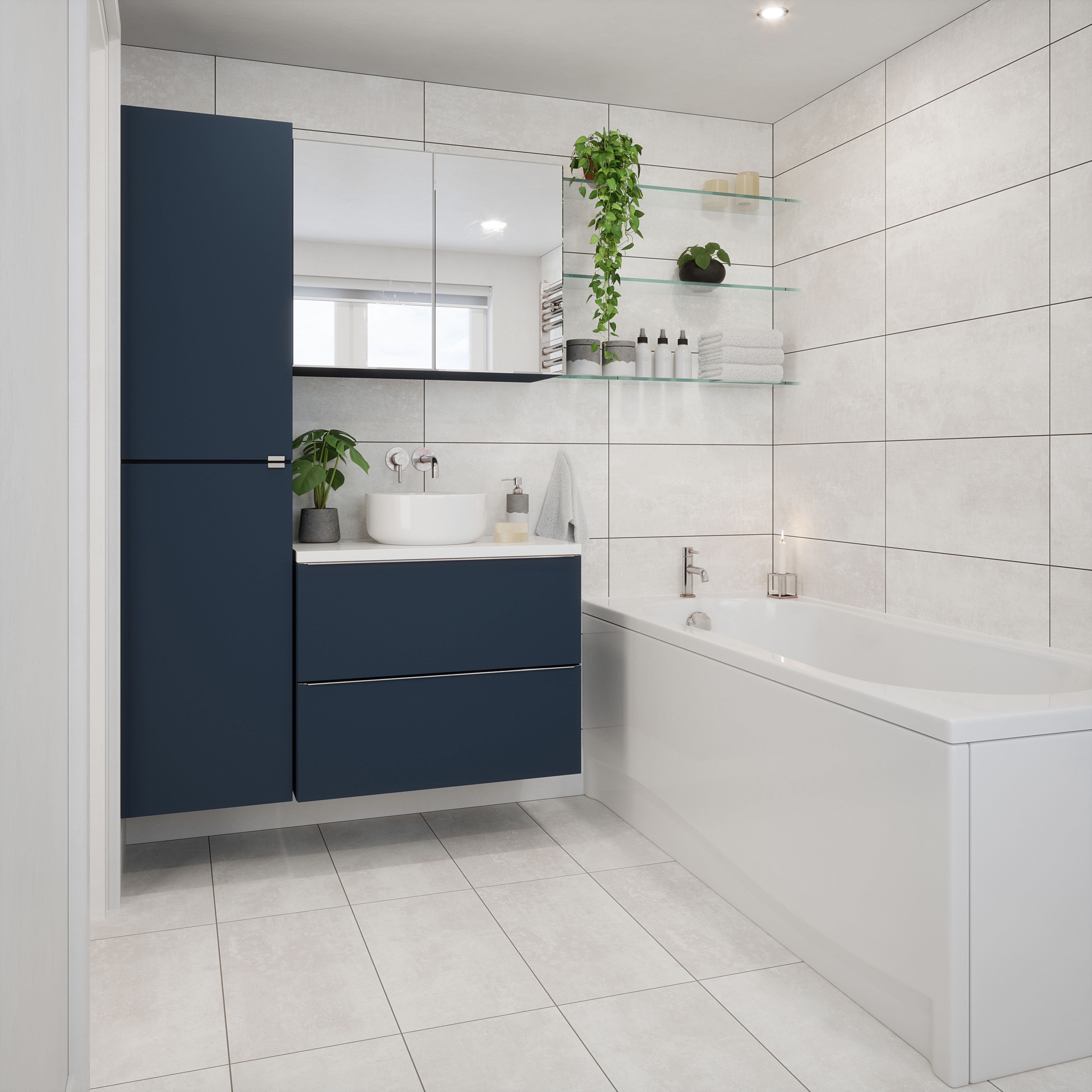 Johnson Tiles Urban concrete White Matt Stone effect Ceramic Indoor Wall & floor Tile Sample
