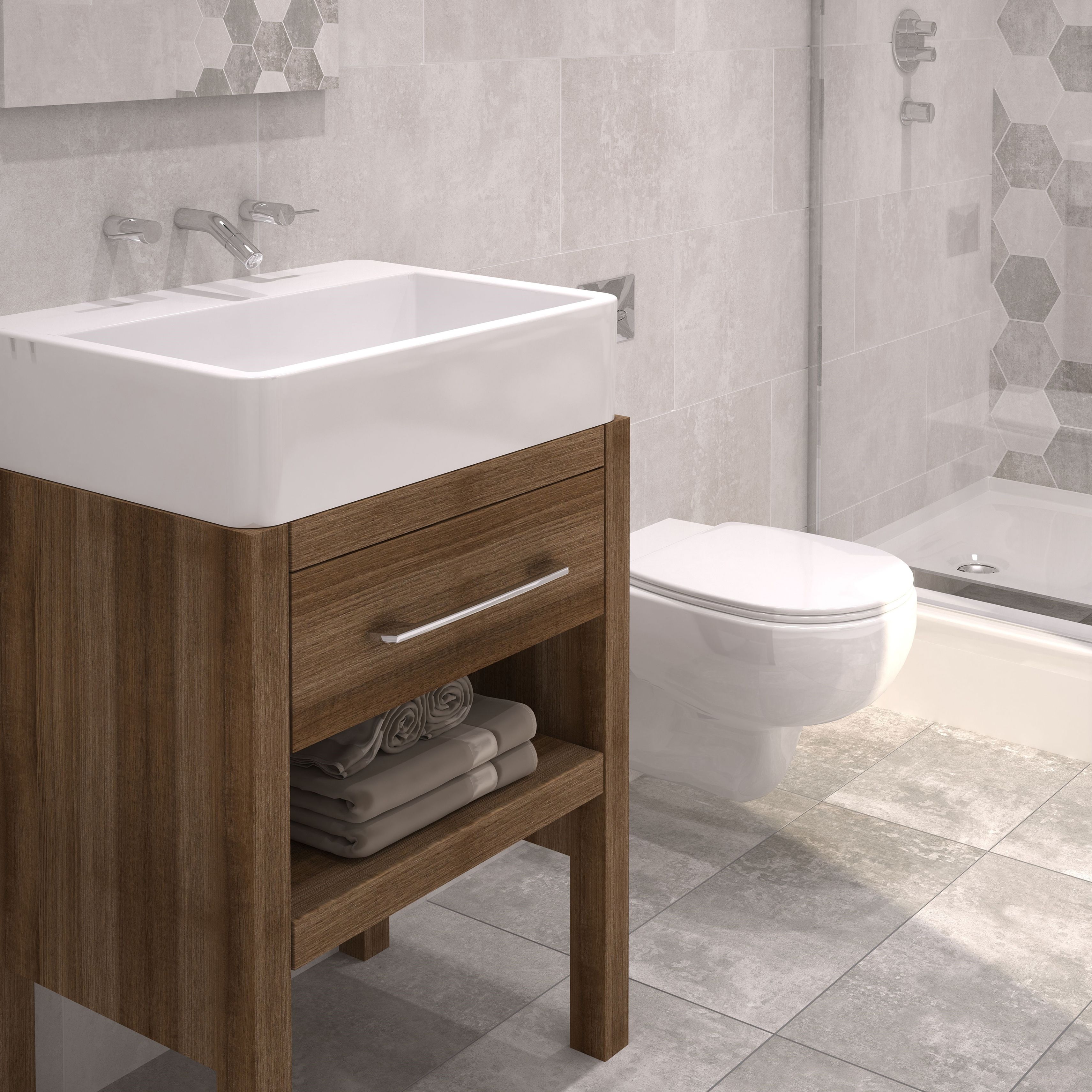 Johnson Tiles Urban concrete White Matt Stone effect Ceramic Indoor Wall & floor Tile Sample