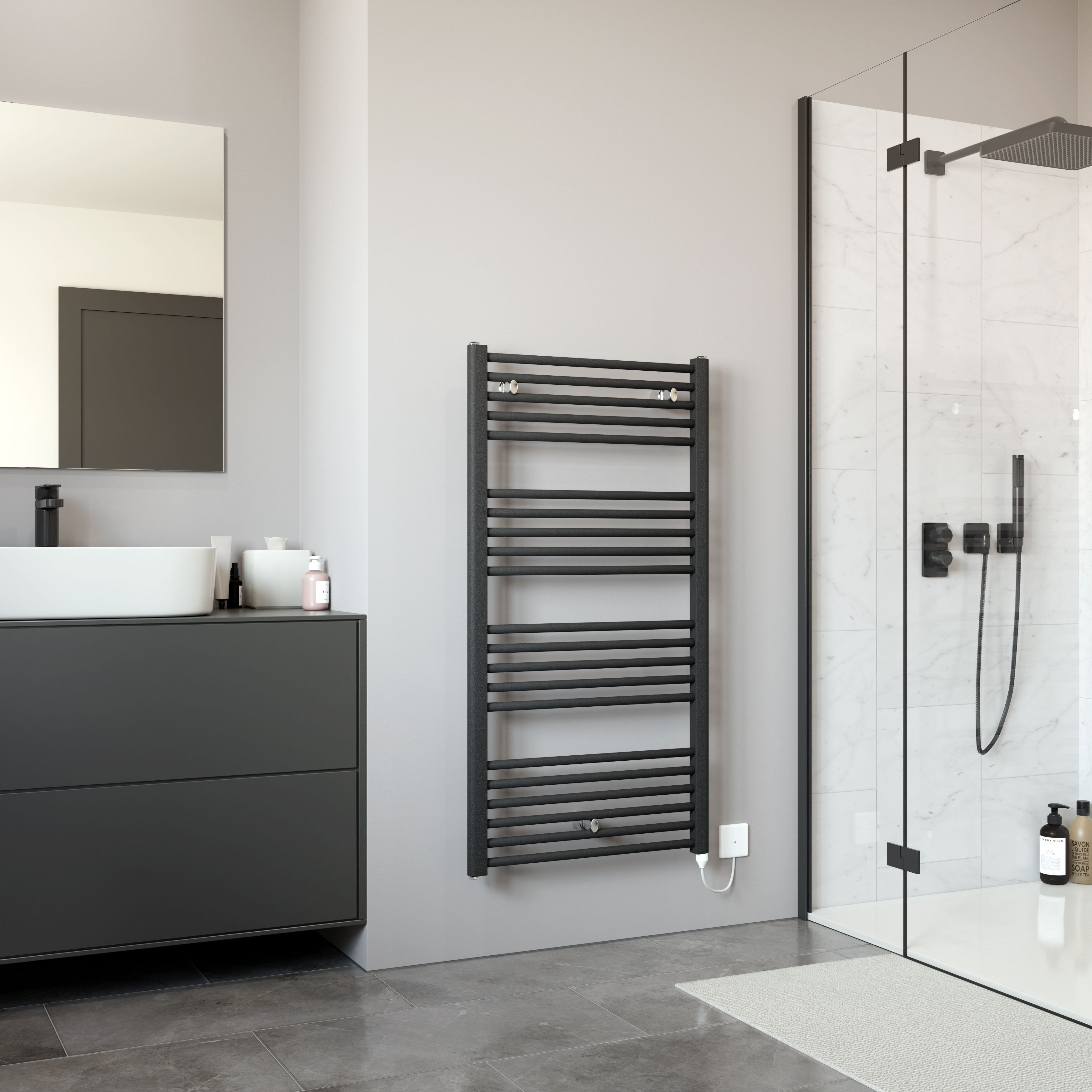 Joker Matt anthracite Vertical Electric designer Radiator, (W)600mm x (H)1140mm