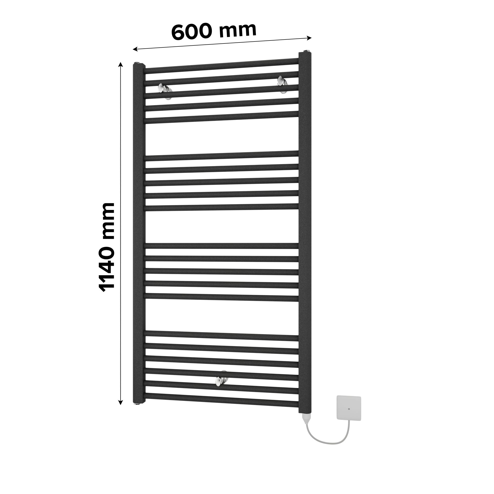 Joker Matt anthracite Vertical Electric designer Radiator, (W)600mm x (H)1140mm