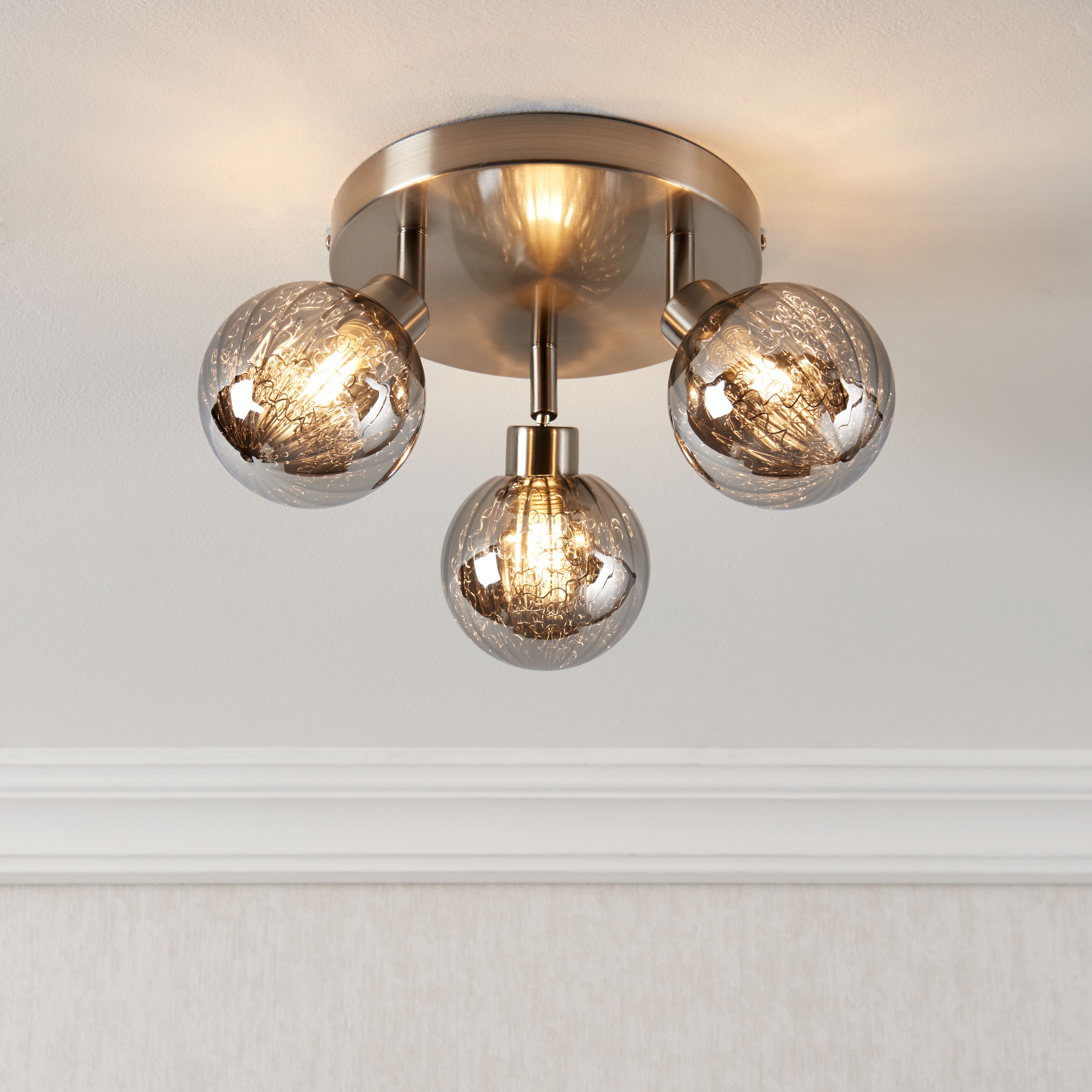 Jola Nickel effect Mains-powered 3 lamp Spotlight
