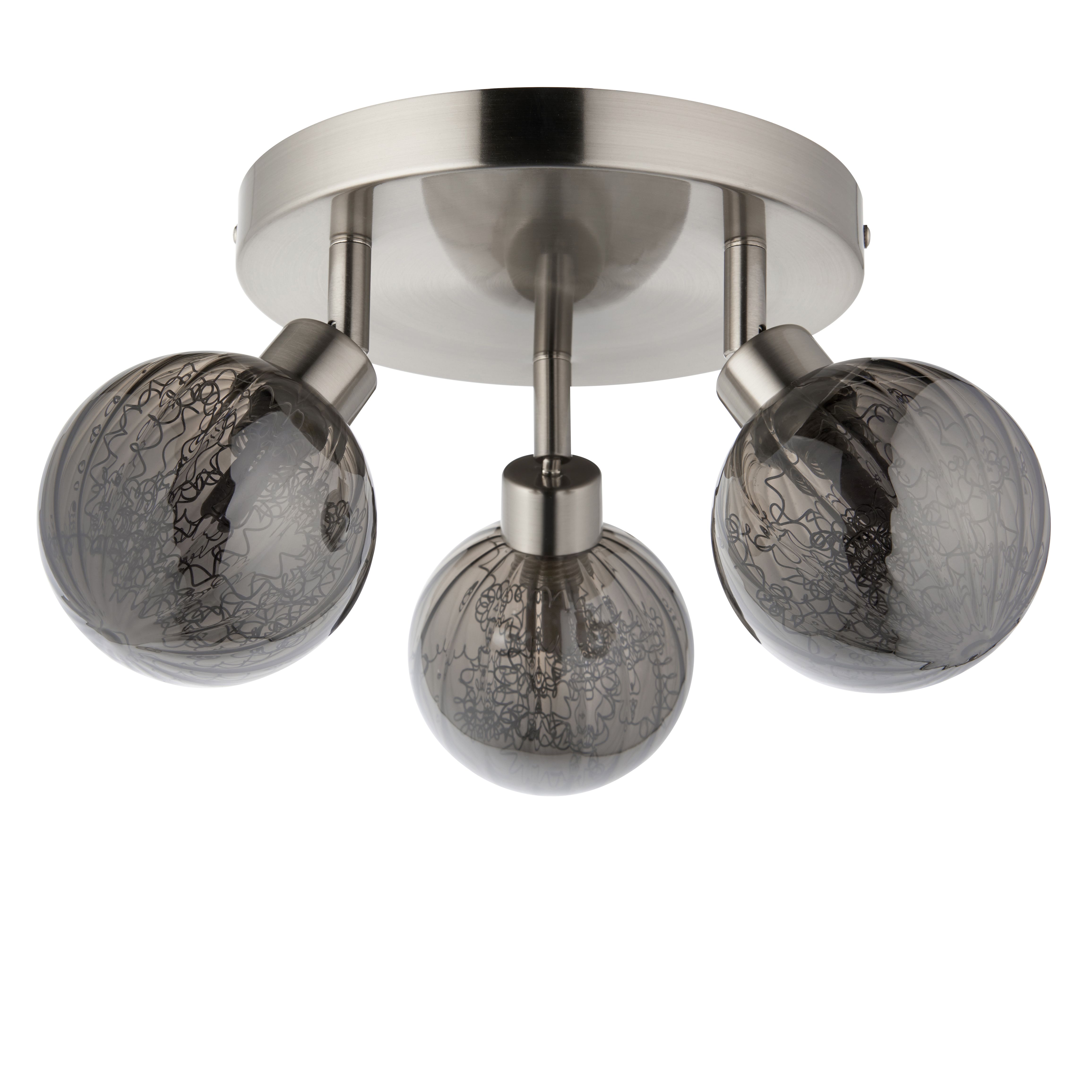 Jola Nickel effect Mains-powered 3 lamp Spotlight