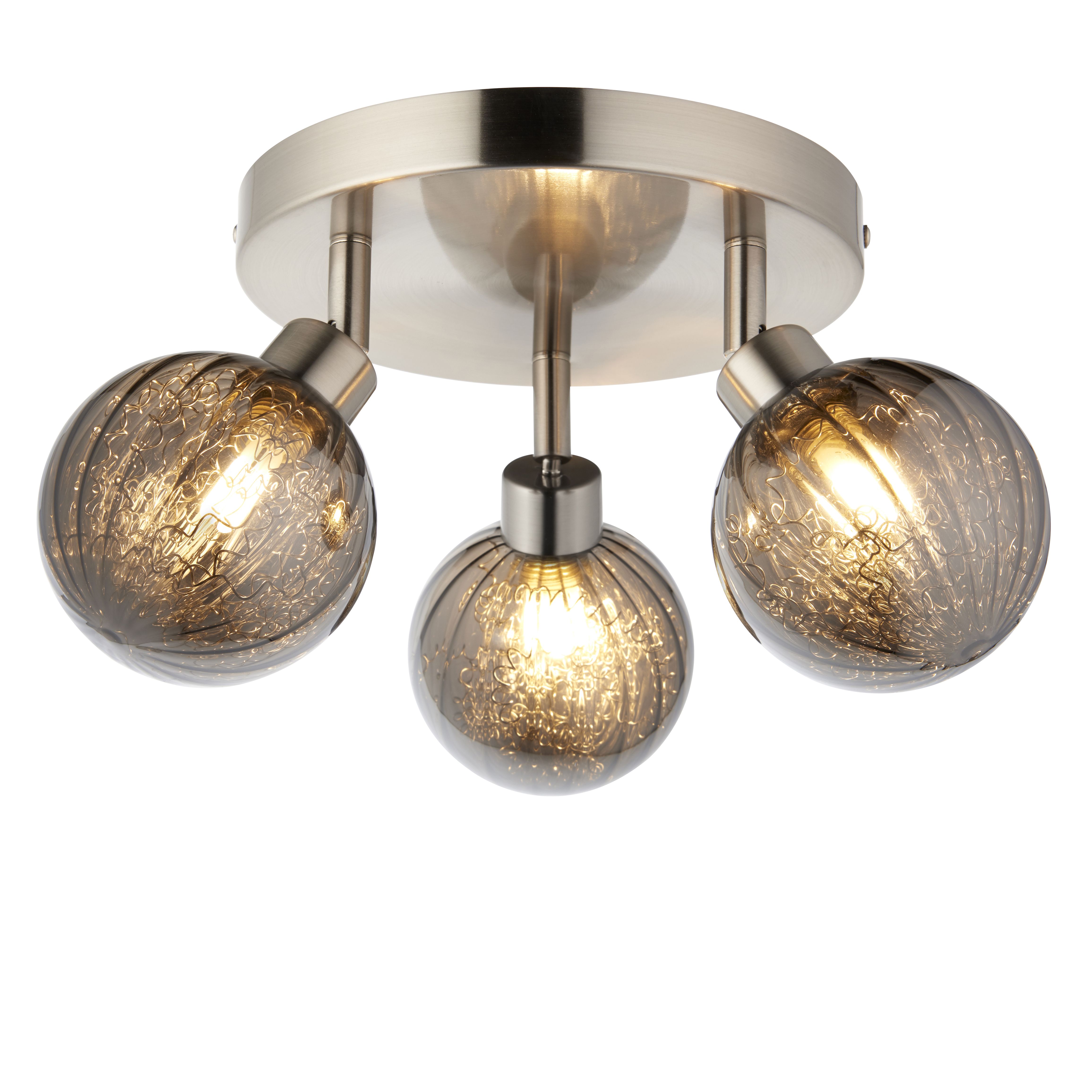 Jola Nickel effect Mains-powered 3 lamp Spotlight