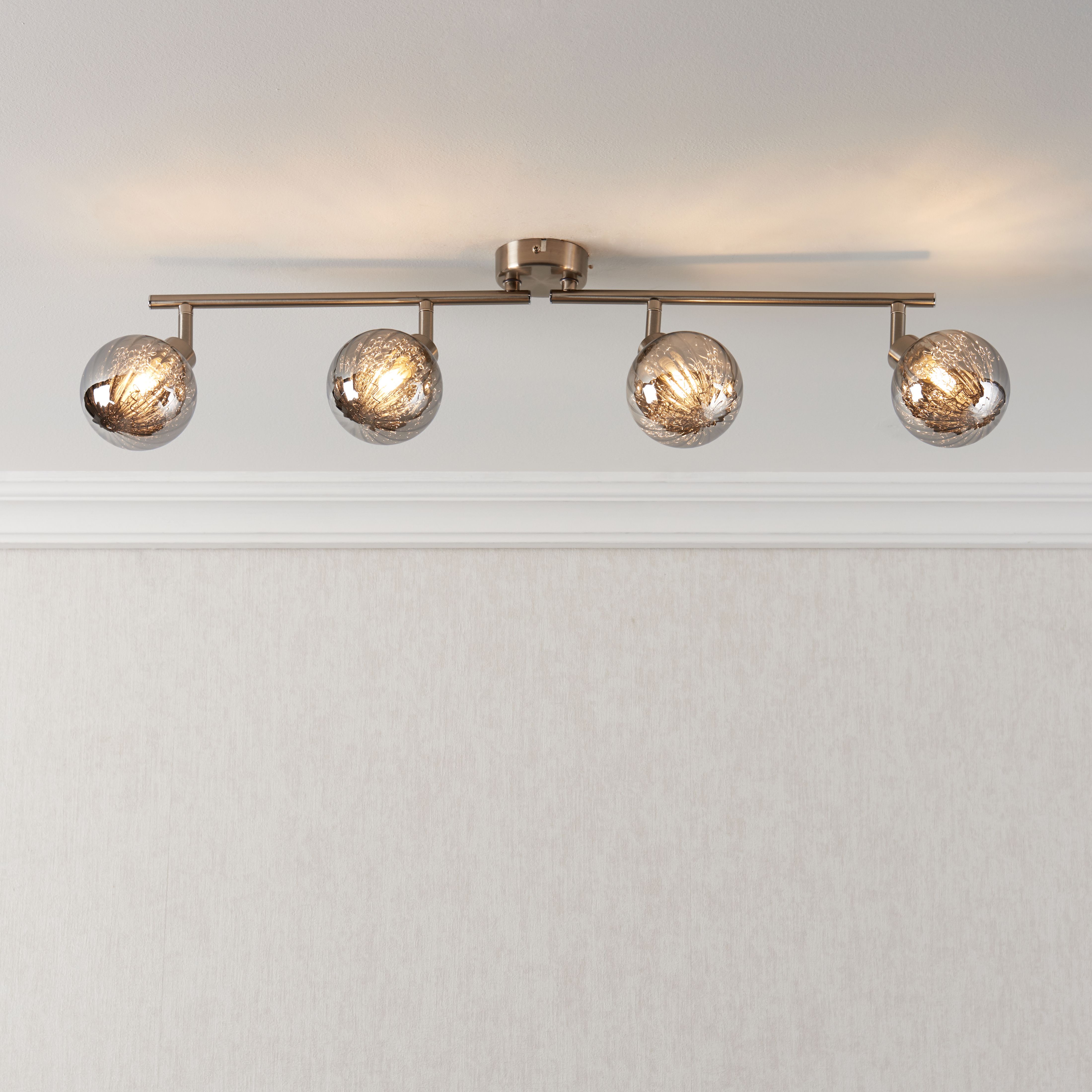 Jola Nickel effect Mains-powered 4 lamp Spotlight bar