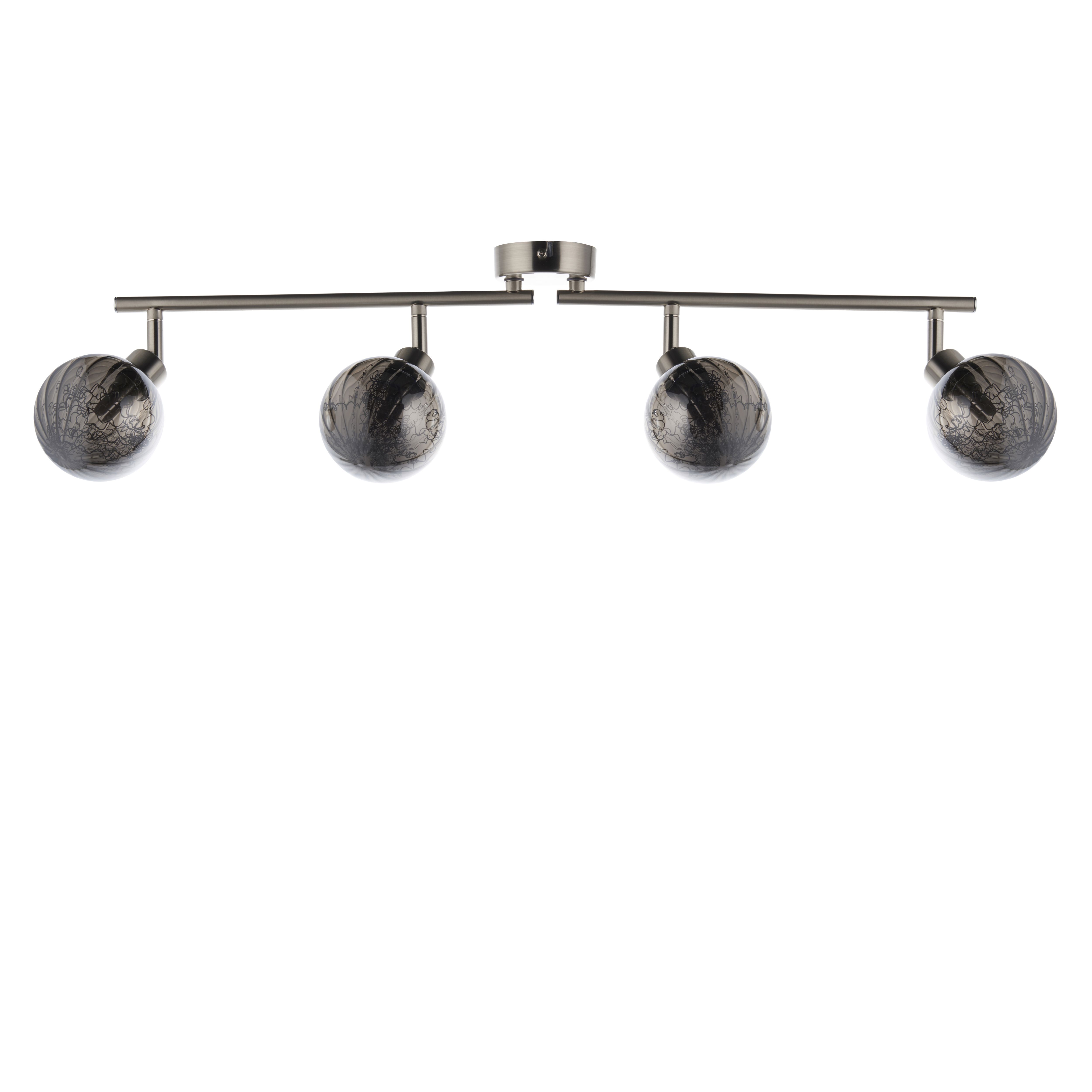 Jola Nickel effect Mains-powered 4 lamp Spotlight bar