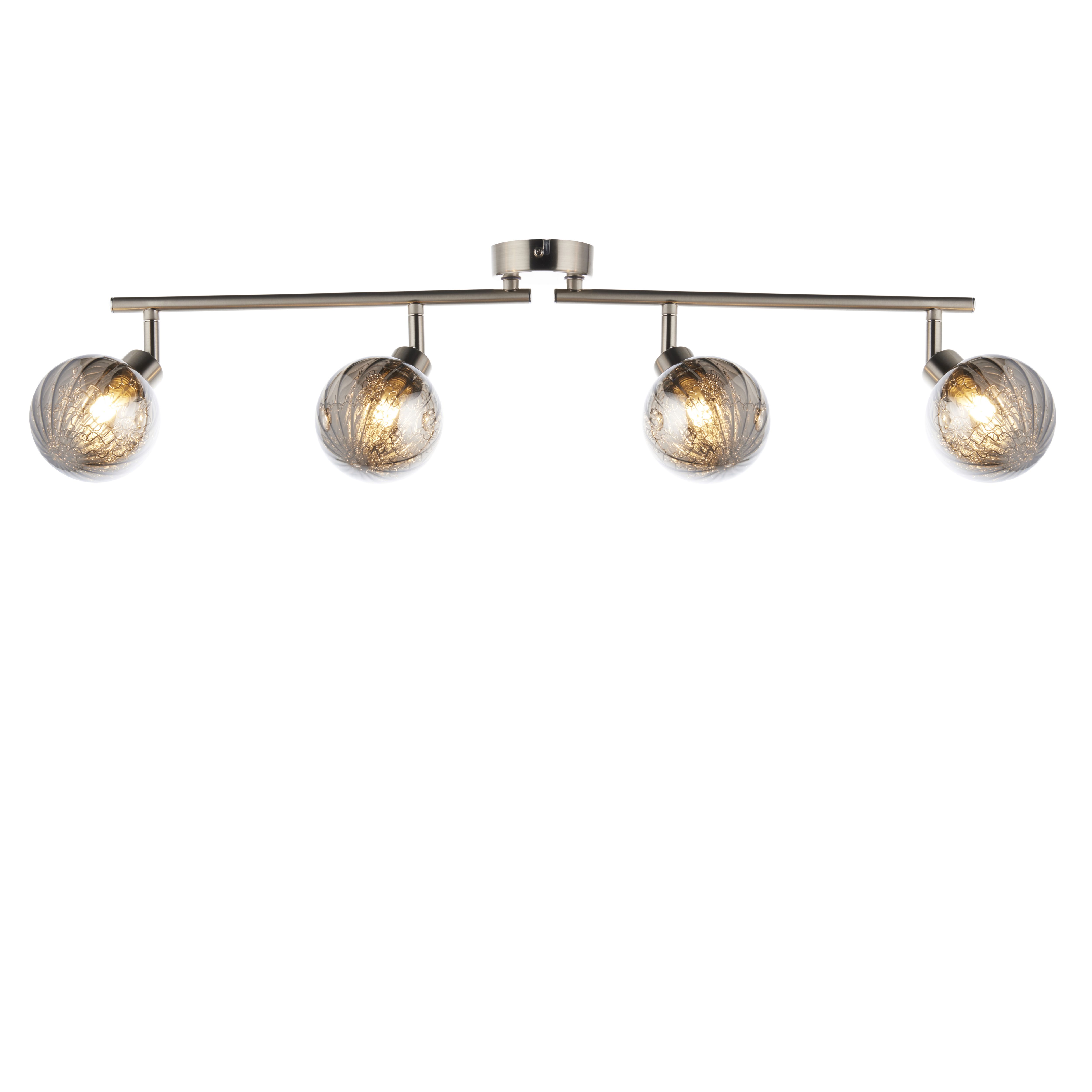 Jola Nickel effect Mains-powered 4 lamp Spotlight bar