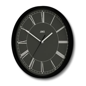 Jones Spartacus Contemporary Black Quartz Clock