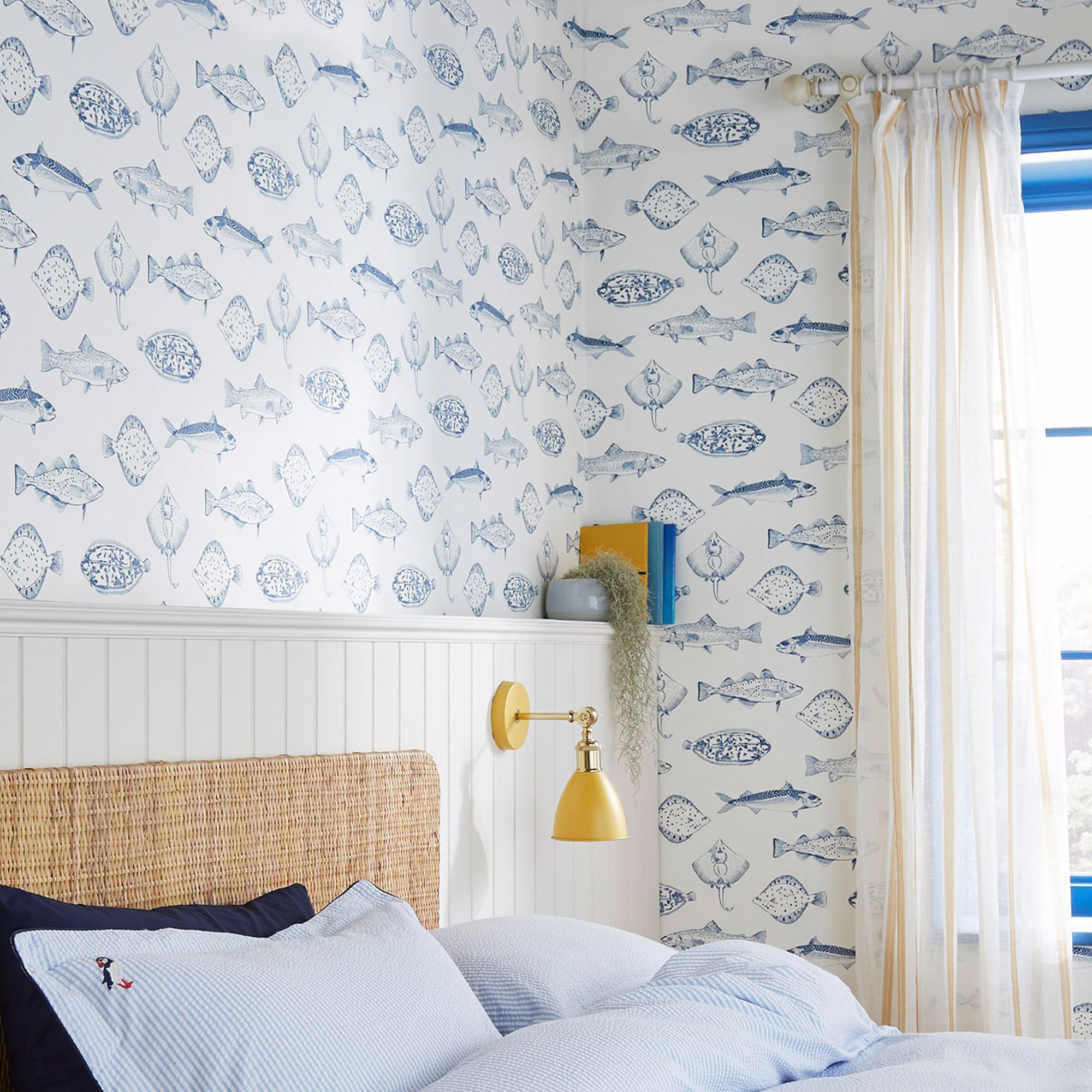 Joules Blue Fish Smooth Wallpaper Sample