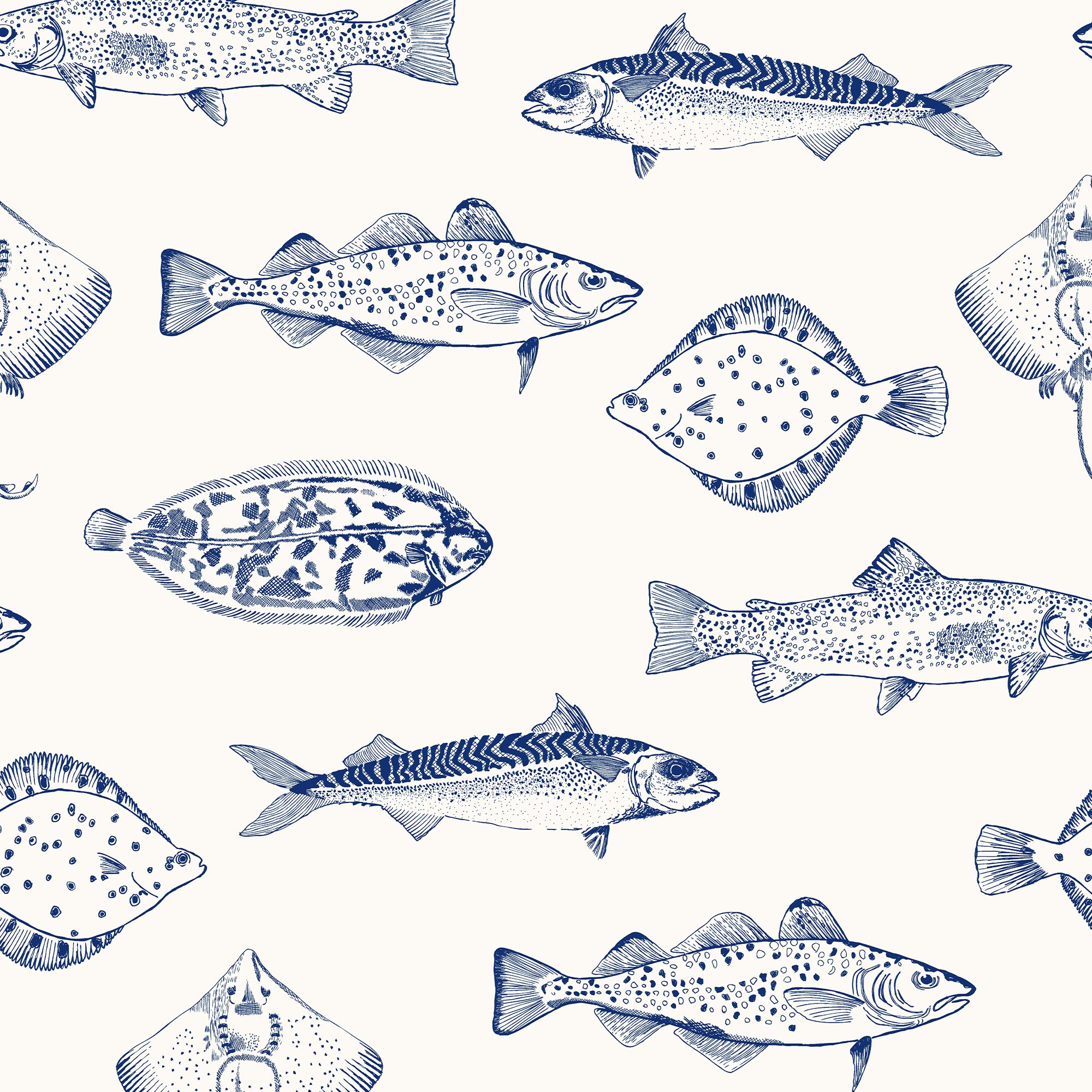Joules Blue Fish Smooth Wallpaper