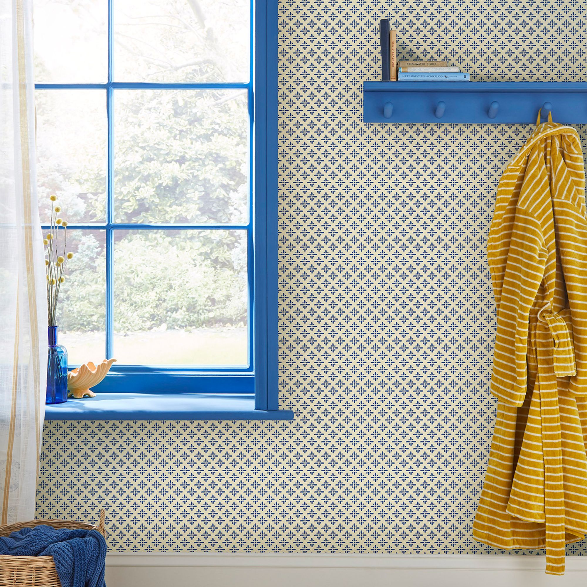 Joules Blue Geometric Smooth Wallpaper Sample