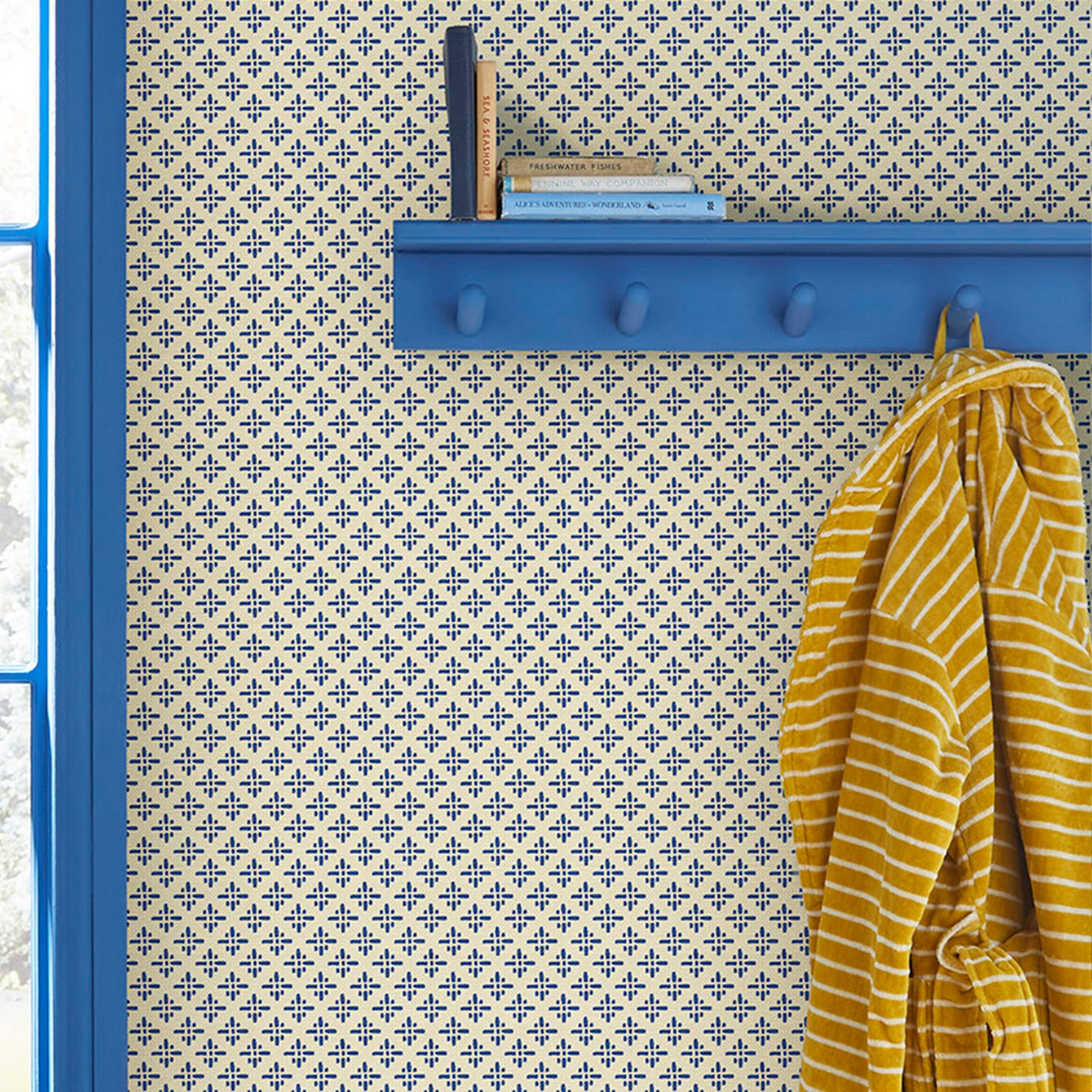 Joules Blue Geometric Smooth Wallpaper Sample