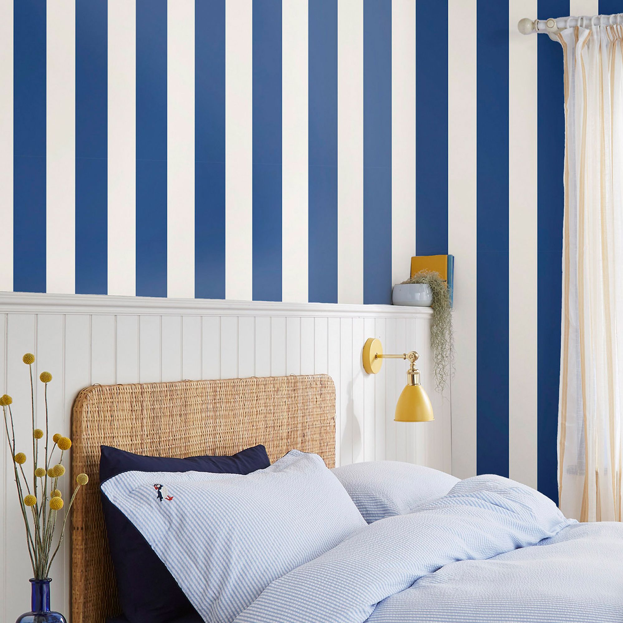 Joules Blue Harborough Stripe Smooth Wallpaper Sample