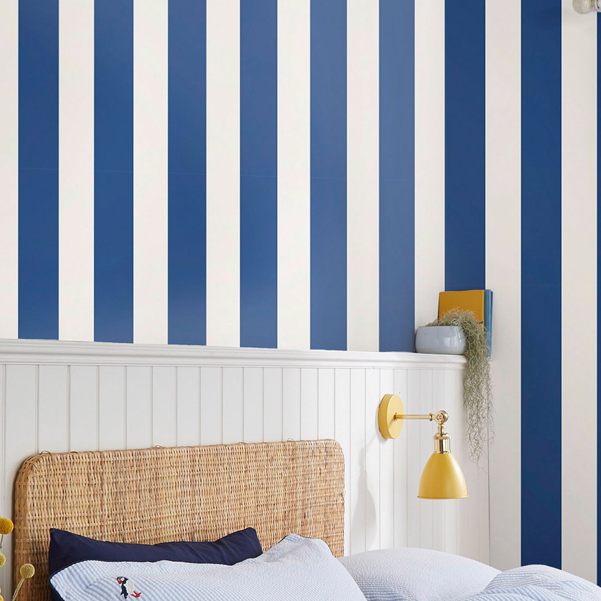 Joules Blue Harborough Stripe Smooth Wallpaper Sample