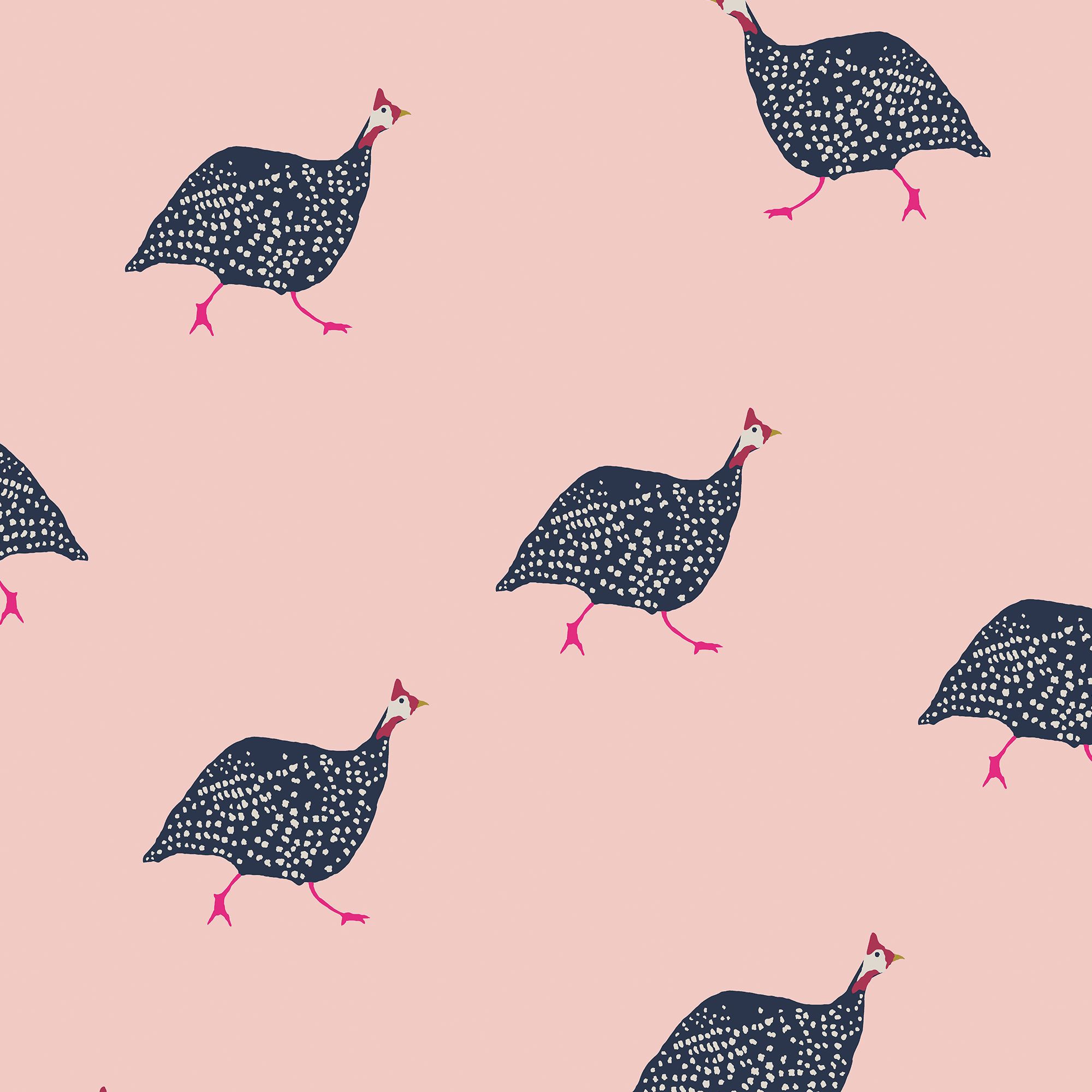 Joules Blush pink Guinea fowl Smooth Wallpaper Sample