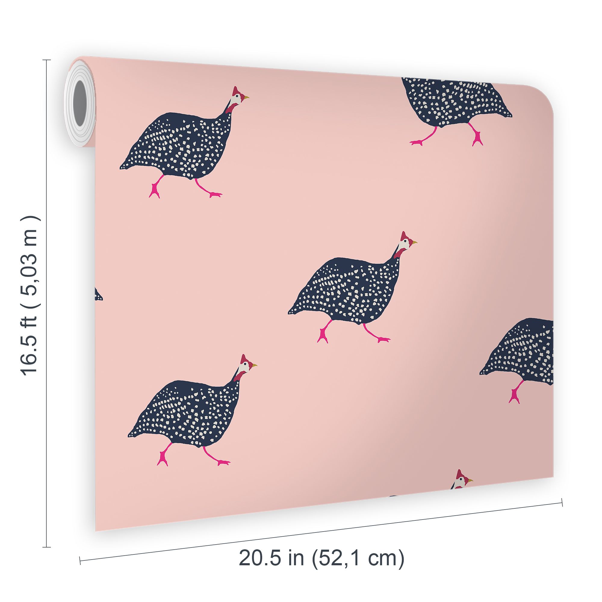 Joules Blush pink Guinea fowl Smooth Wallpaper
